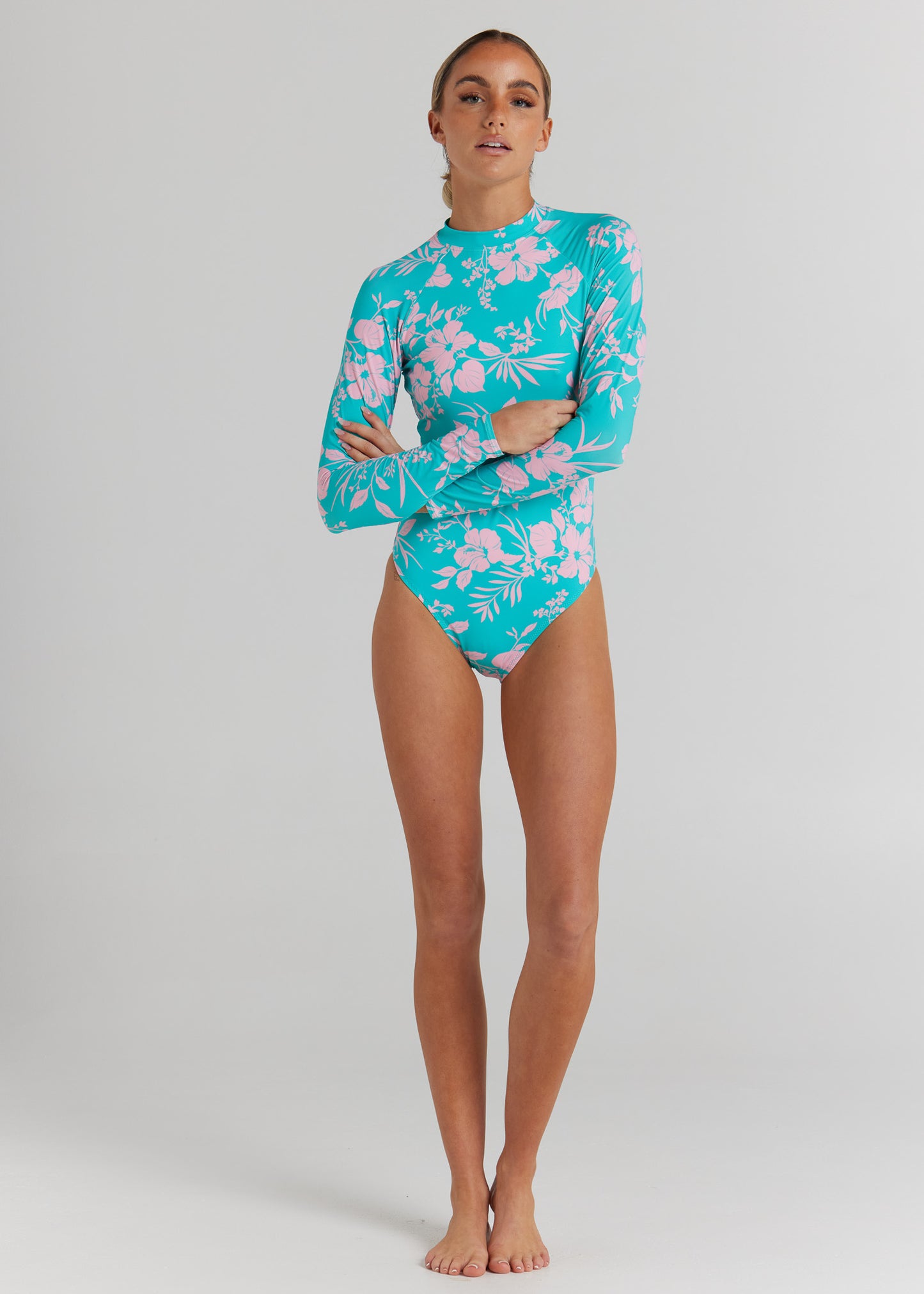 Aloha Long Sleeve One Piece - Aqua