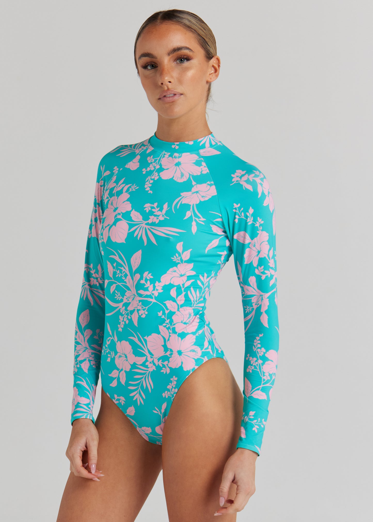 Aloha Long Sleeve One Piece - Aqua