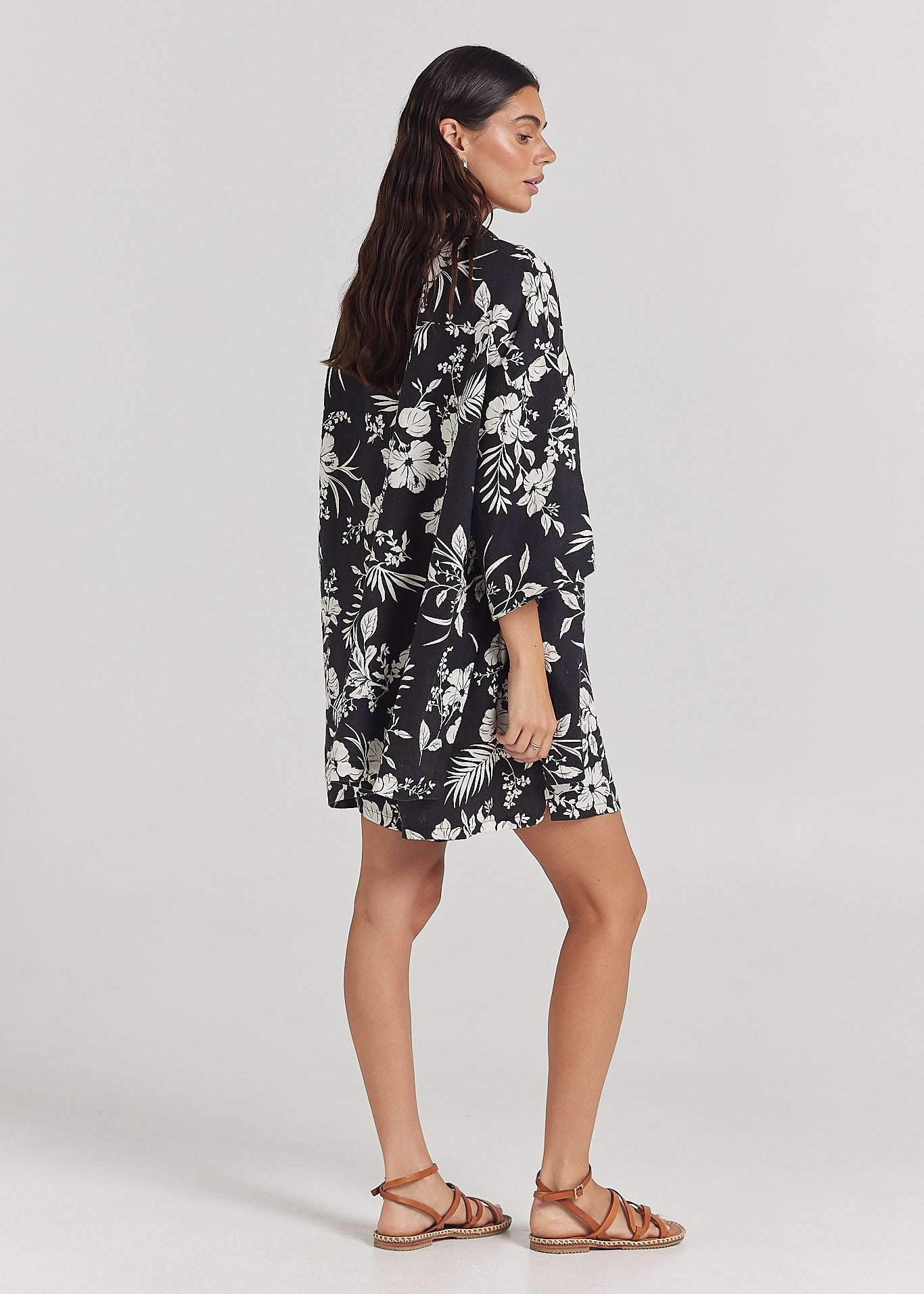 Aloha 100% Linen Over Shirt - Black