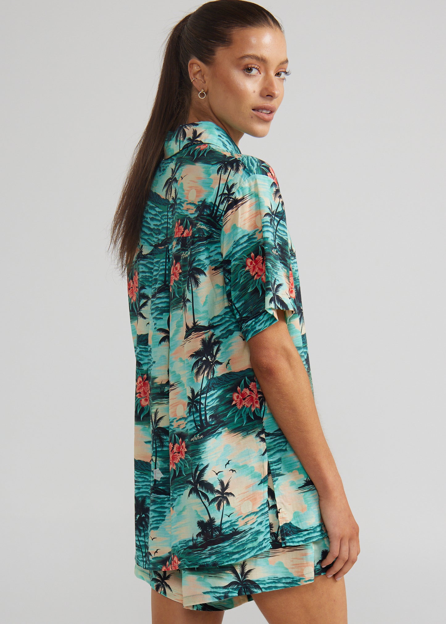 Aloha Palms Slim Shirt - Ocean