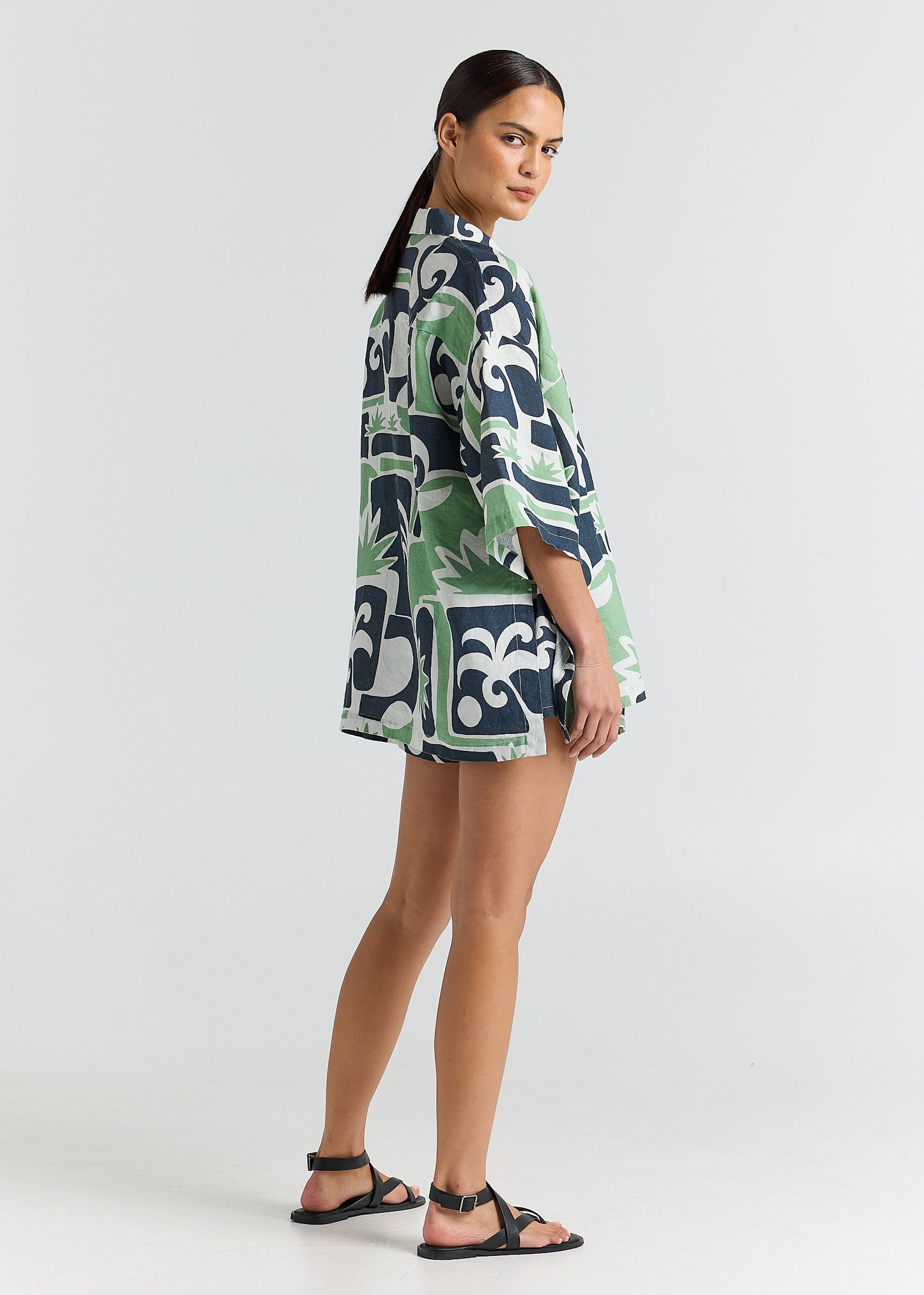 Beachcomber 100% Linen Over Shirt - Palm