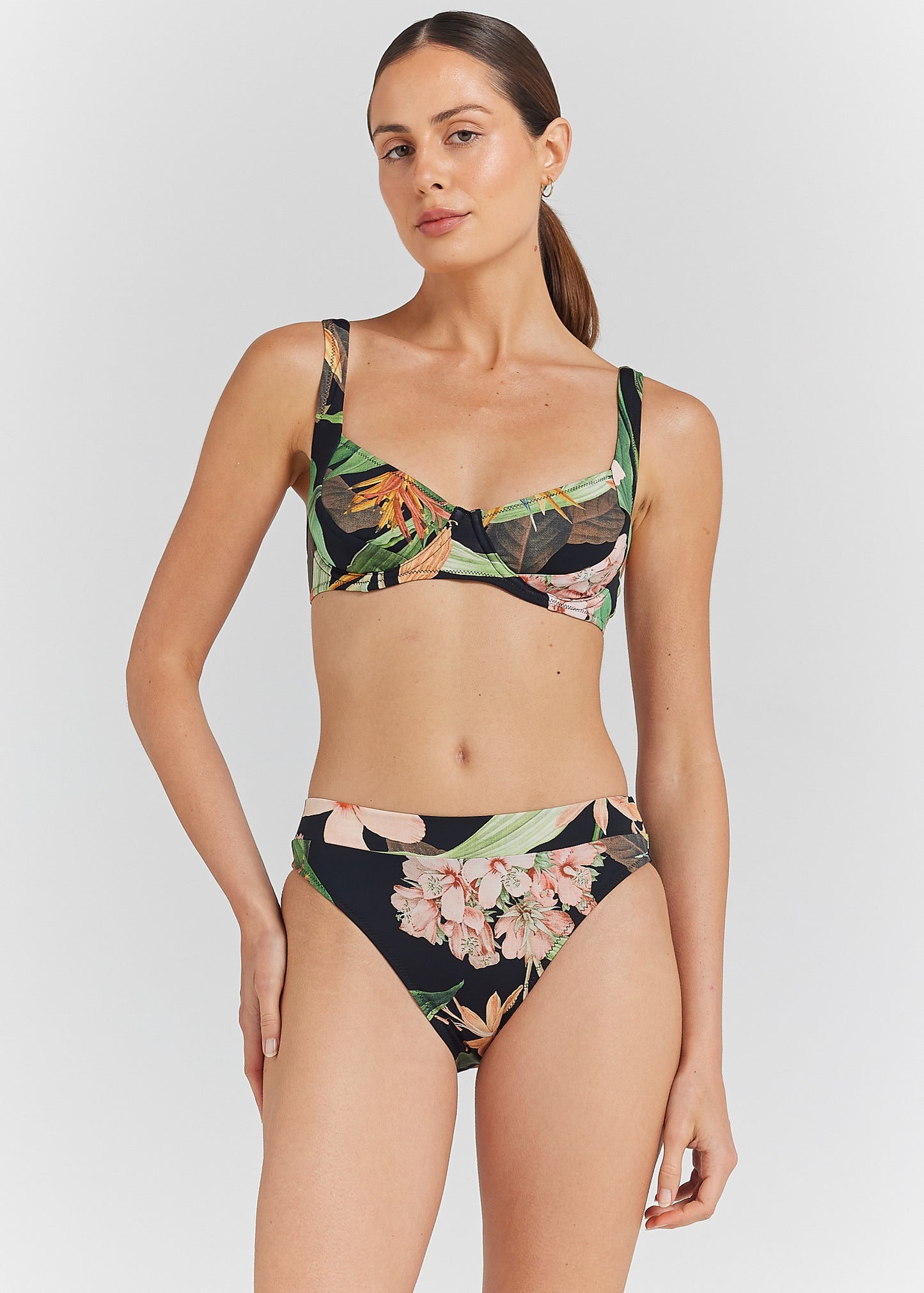 Hanalei High Cut Band Bikini Bottom - Black