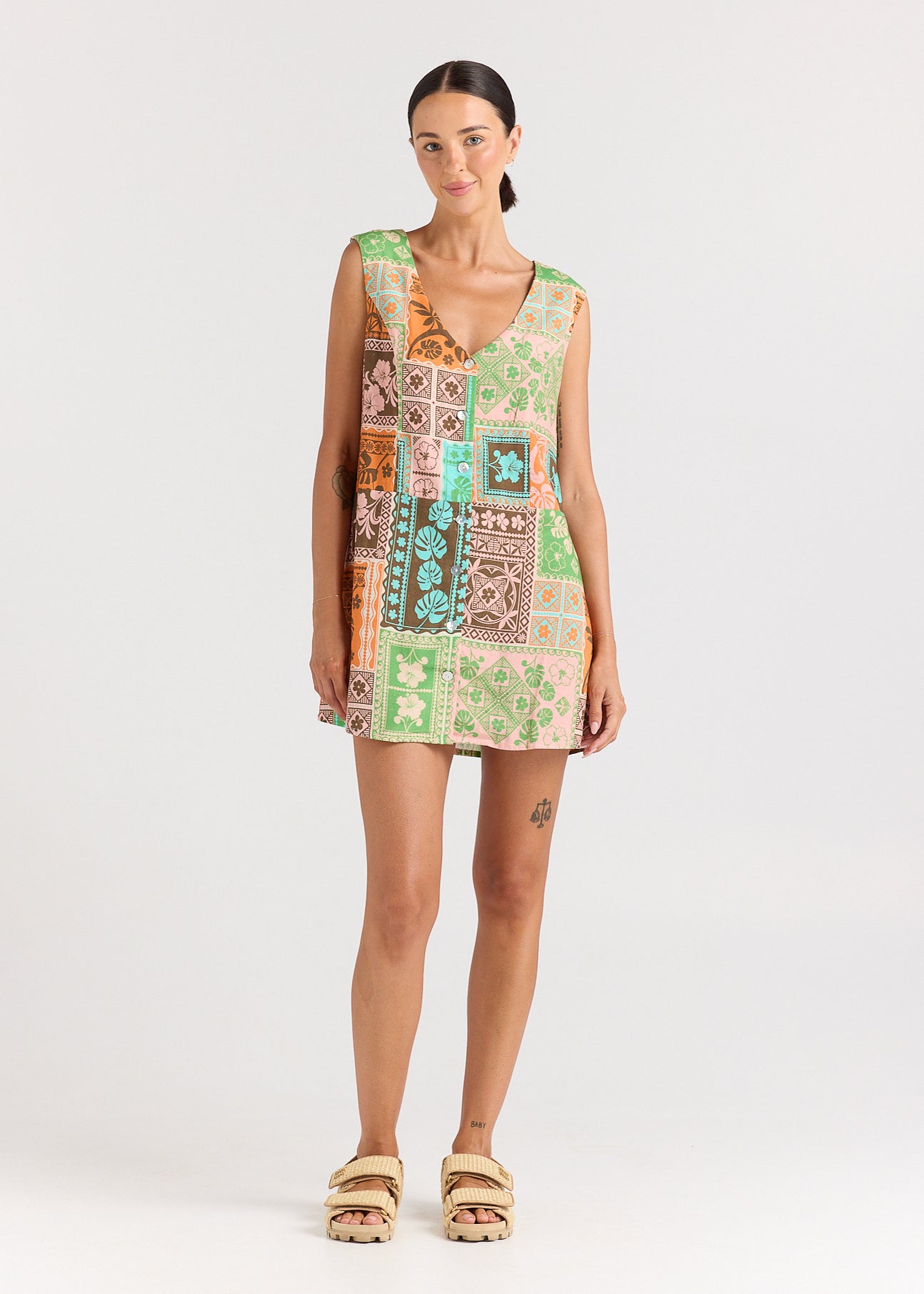 Ibisco V Button Up Dress - Sunset