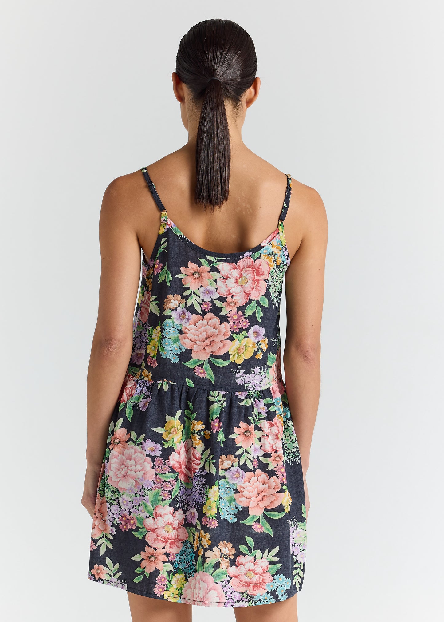 Jardin Slip Babydoll Dress - Black