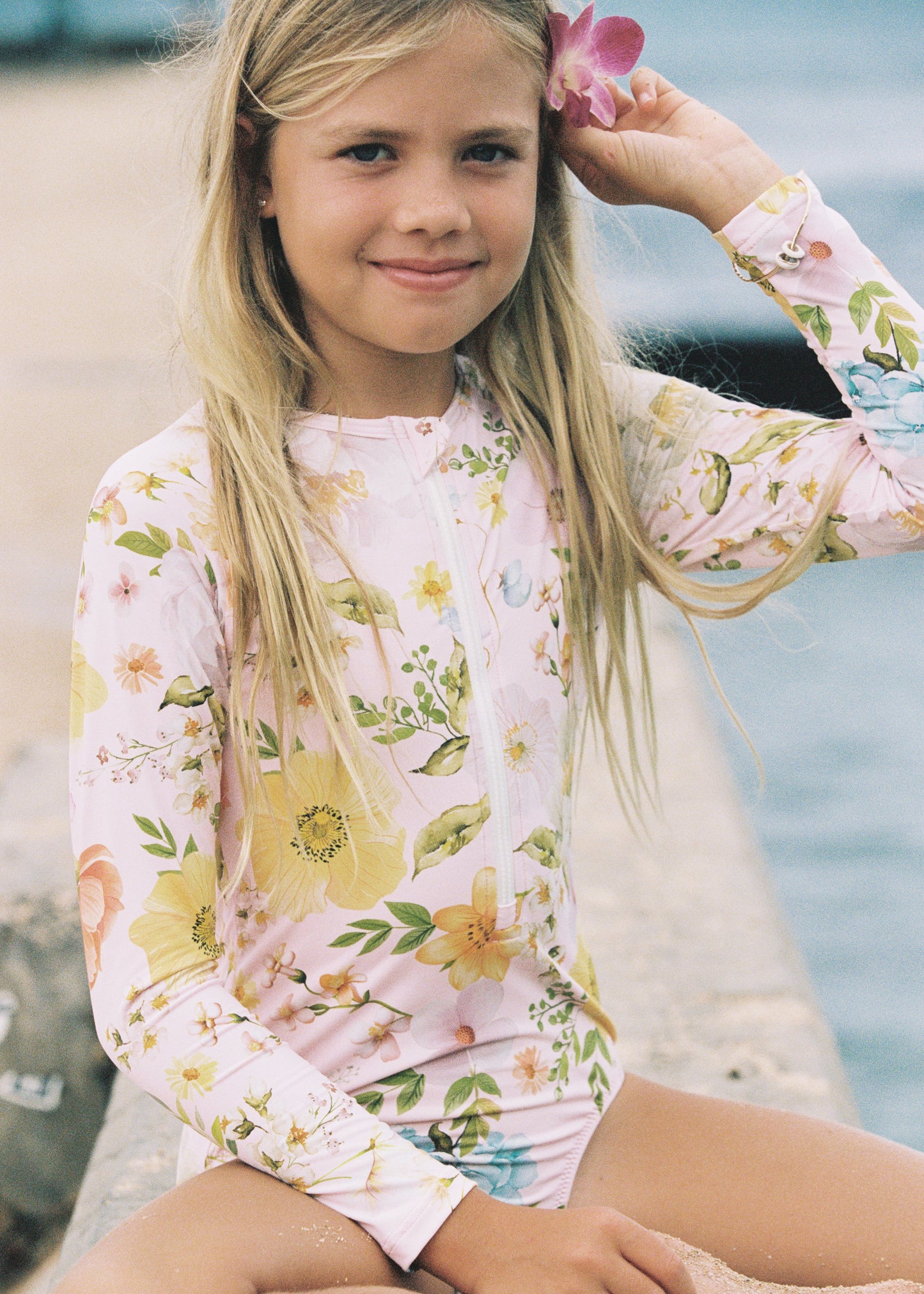 Girls Leilani LS One Piece - Peony