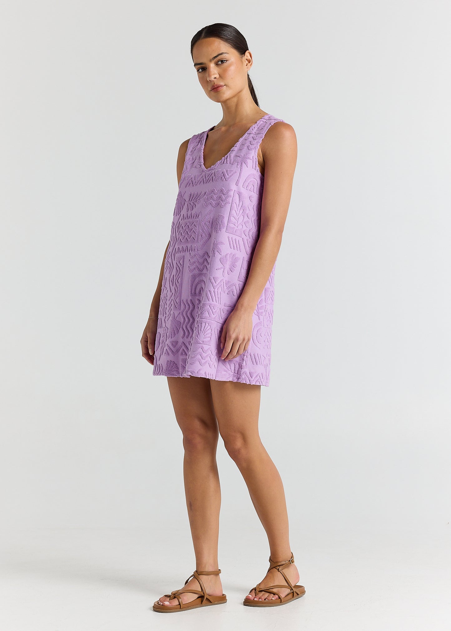 Mai Tai V Tunic Towelling Dress - Lilac