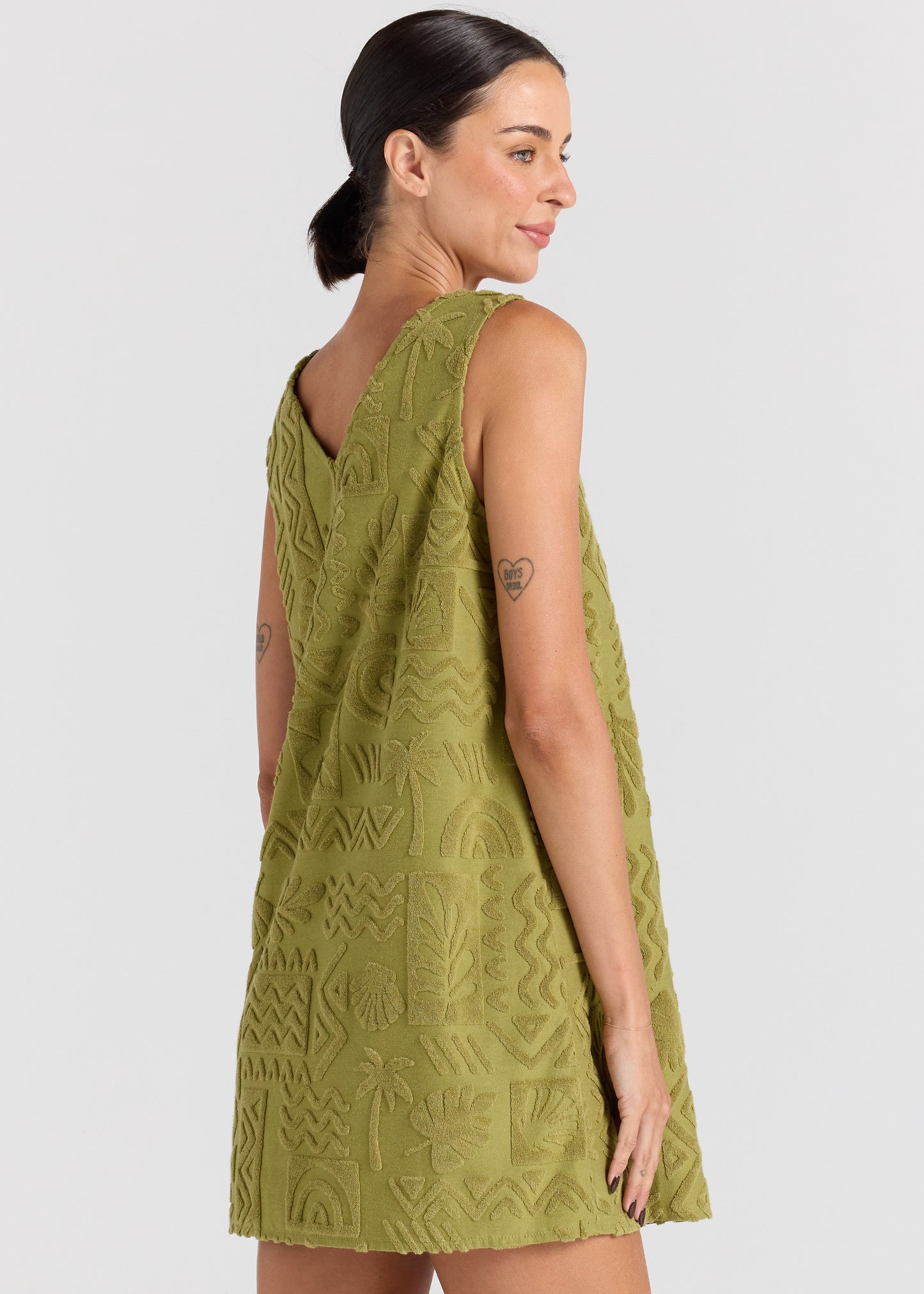 Mai Tai V Tunic Towelling Dress - Moss