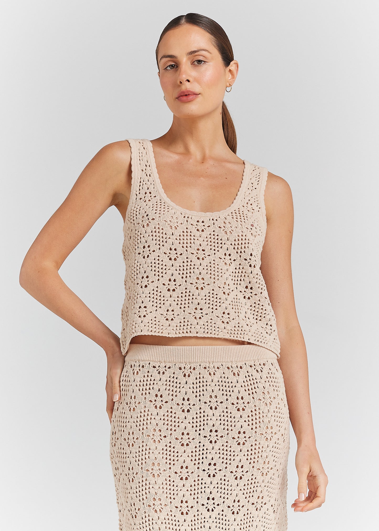 Messina Knit Singlet Top - Sand