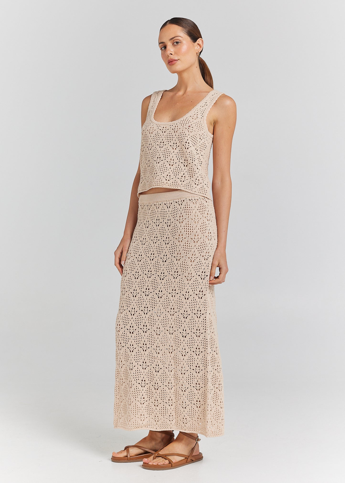 Messina Knit Maxi Skirt - Sand
