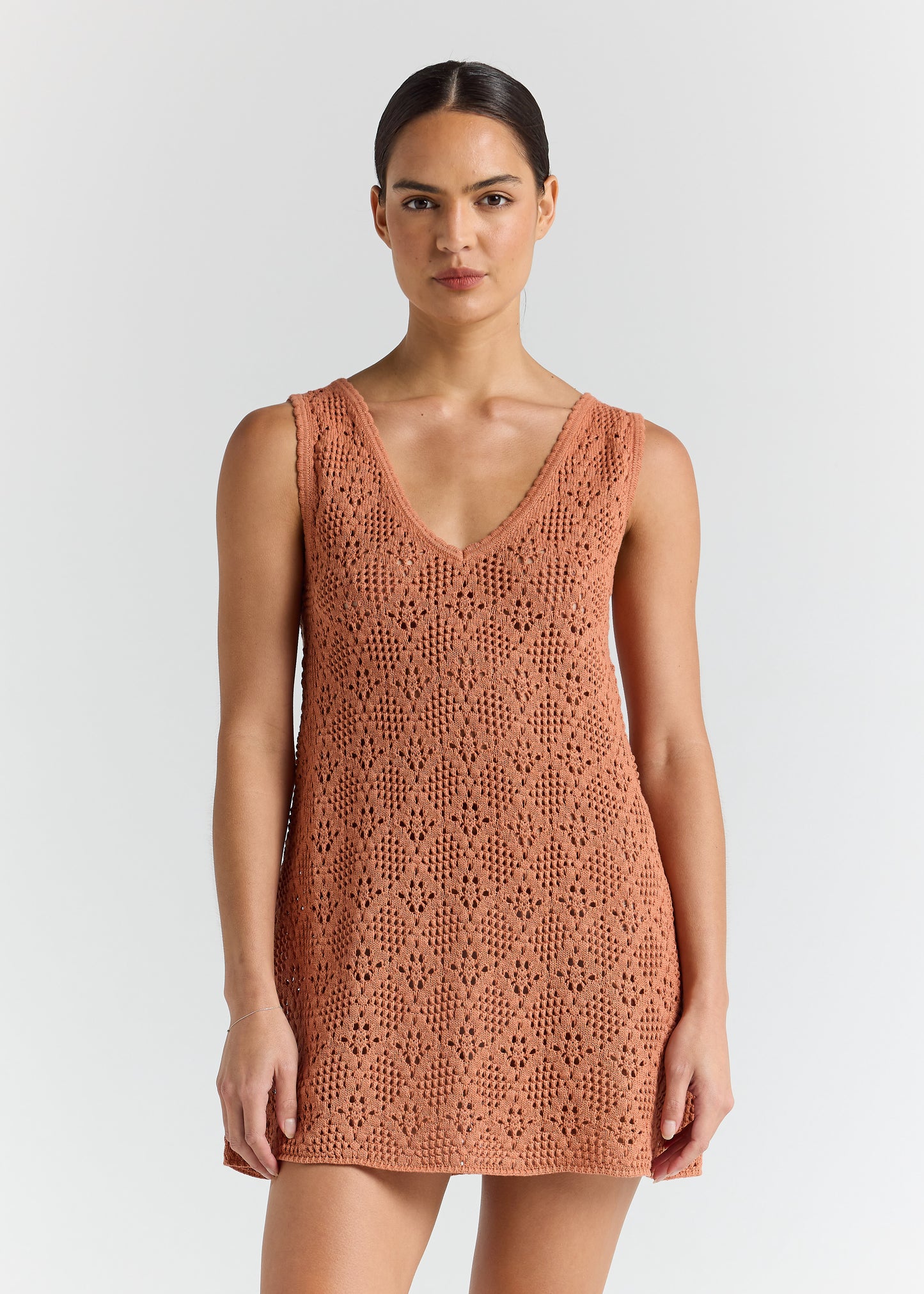 Messina V Crochet Knit Dress - Amber