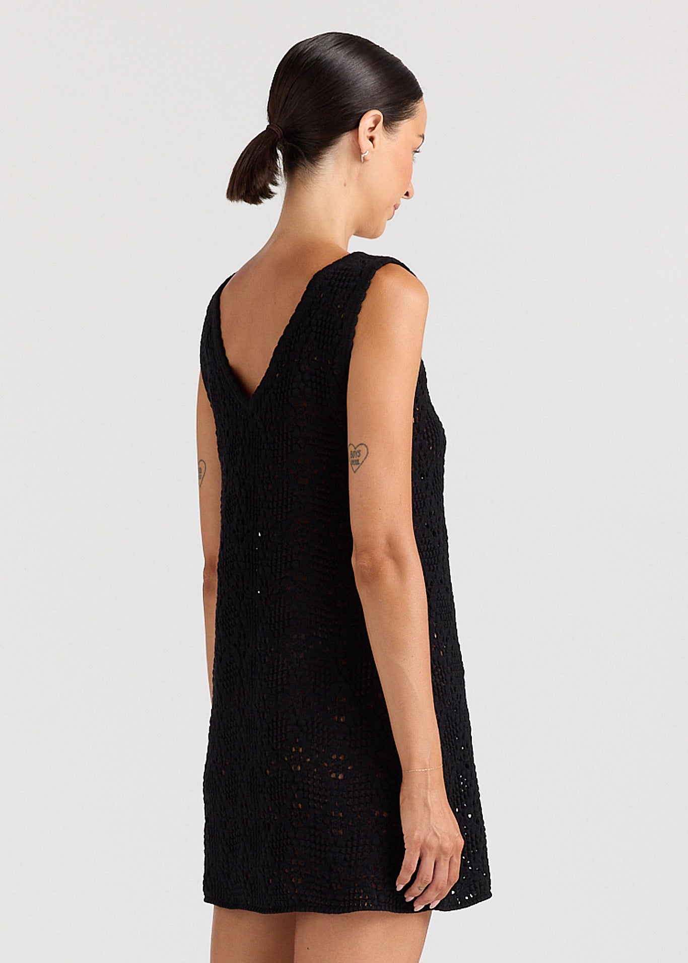 Messina V Crochet Knit Dress - Black