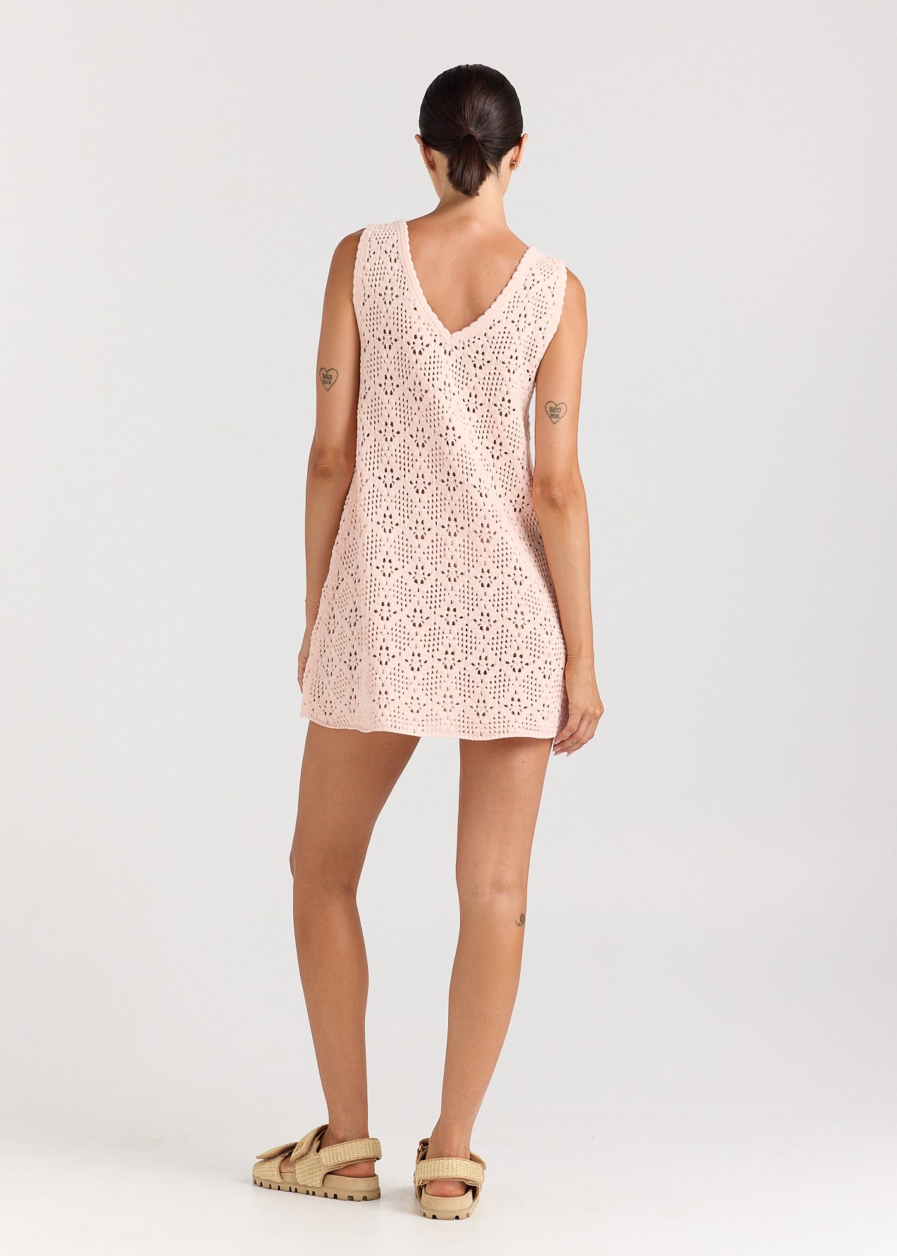 Messina V Crochet Knit Dress - Peony
