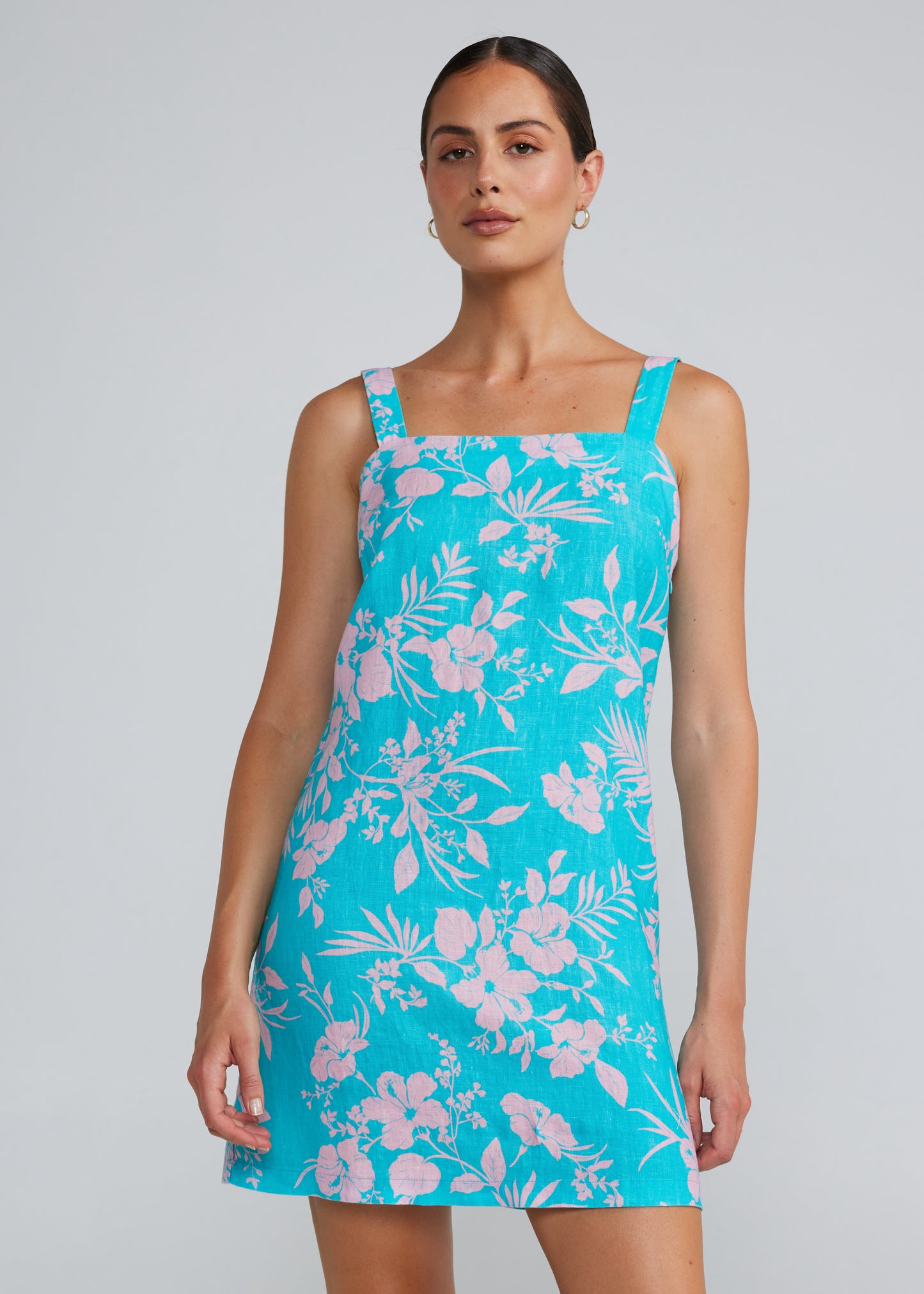 Aloha Slip Shift Dress - Aqua