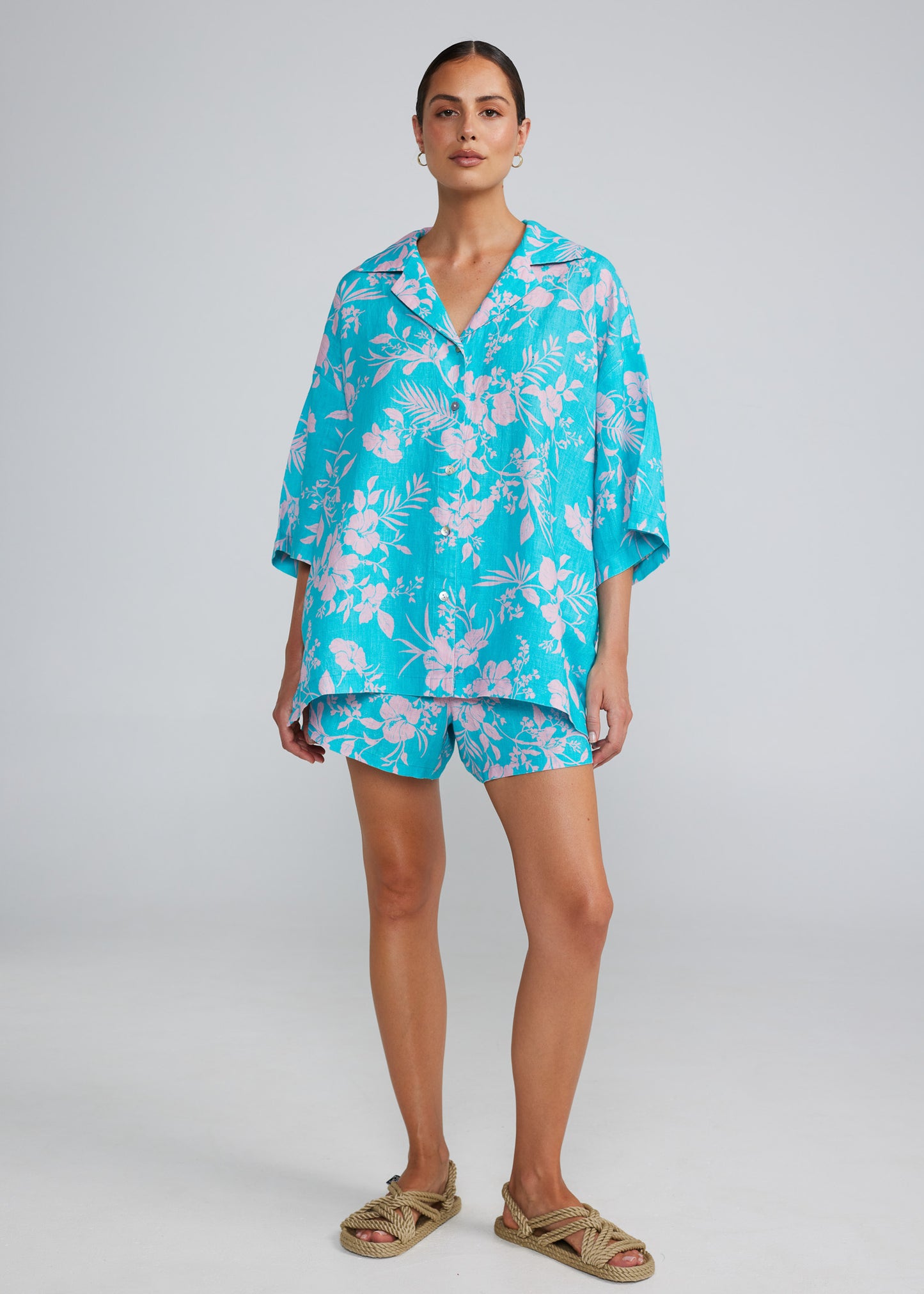 Aloha Over Shirt - Aqua