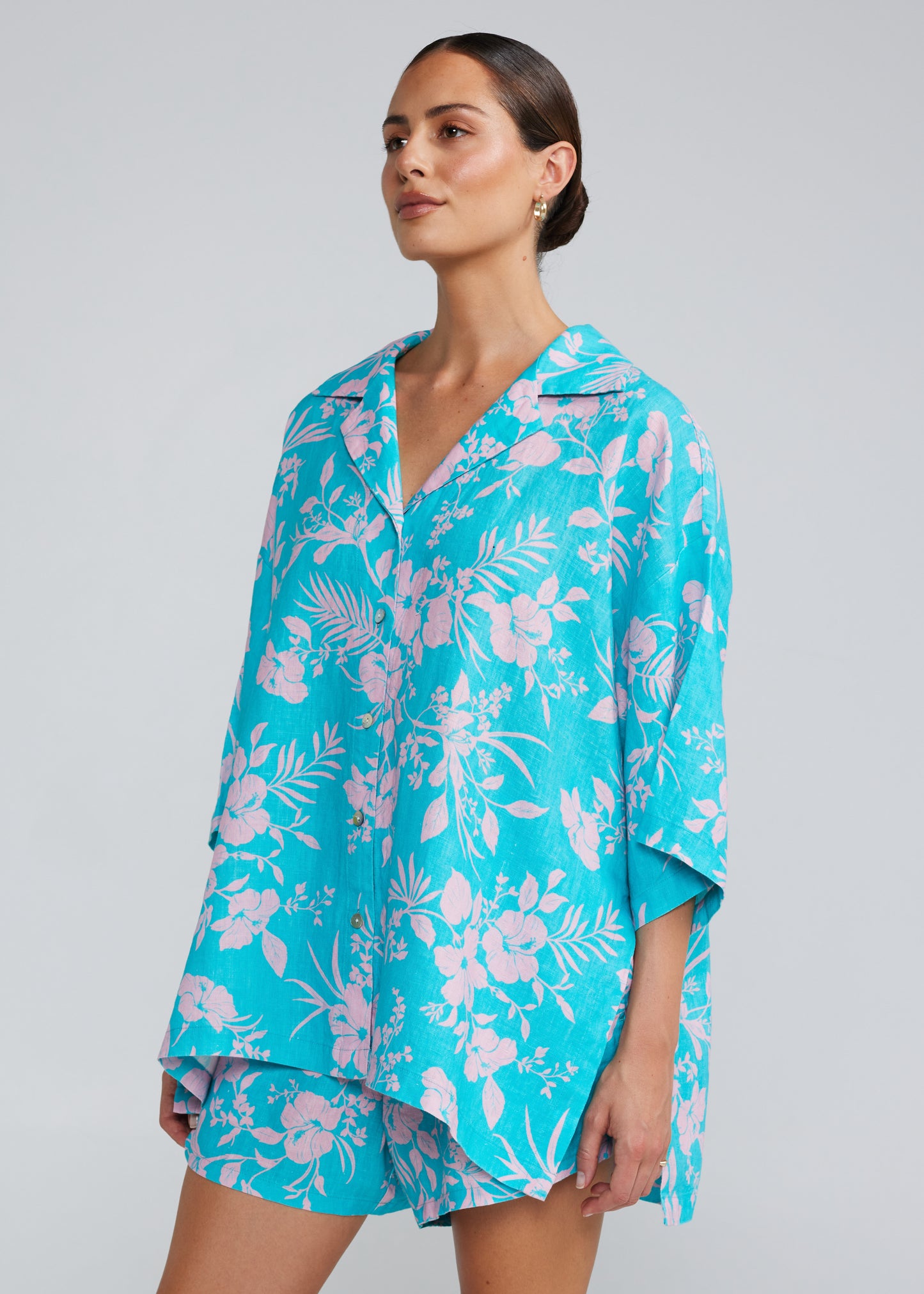 Aloha Over Shirt - Aqua
