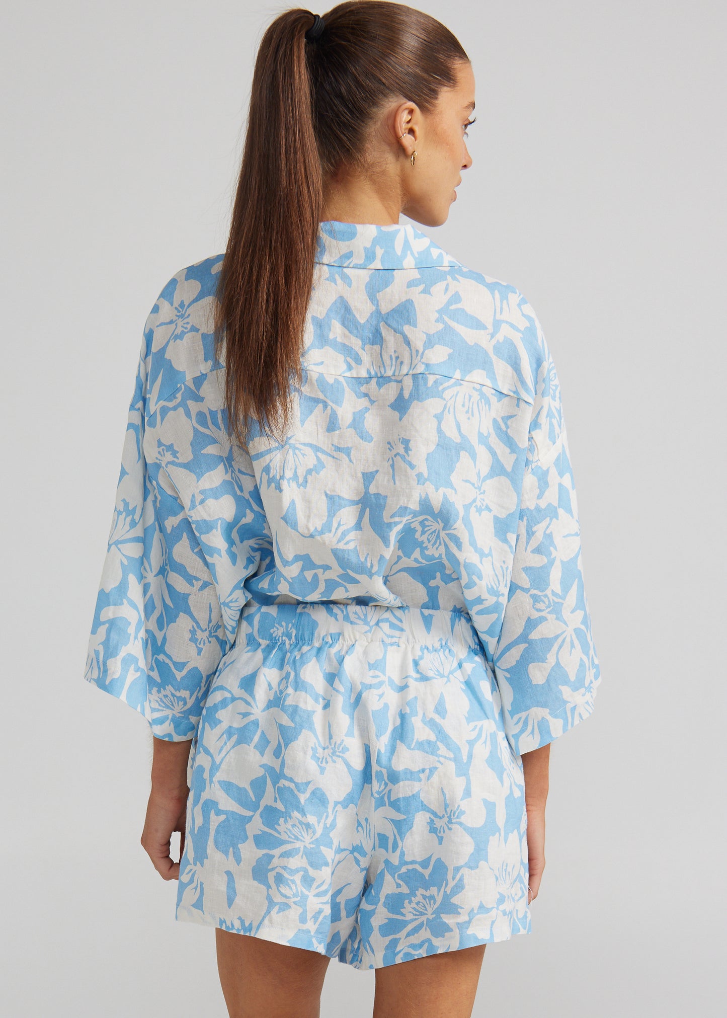 Plantations Slit Short - Blue Hawaii