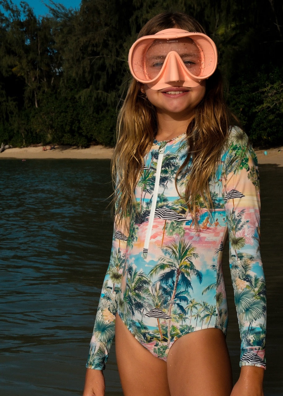 Girls Poolside LS One Piece - Sunset