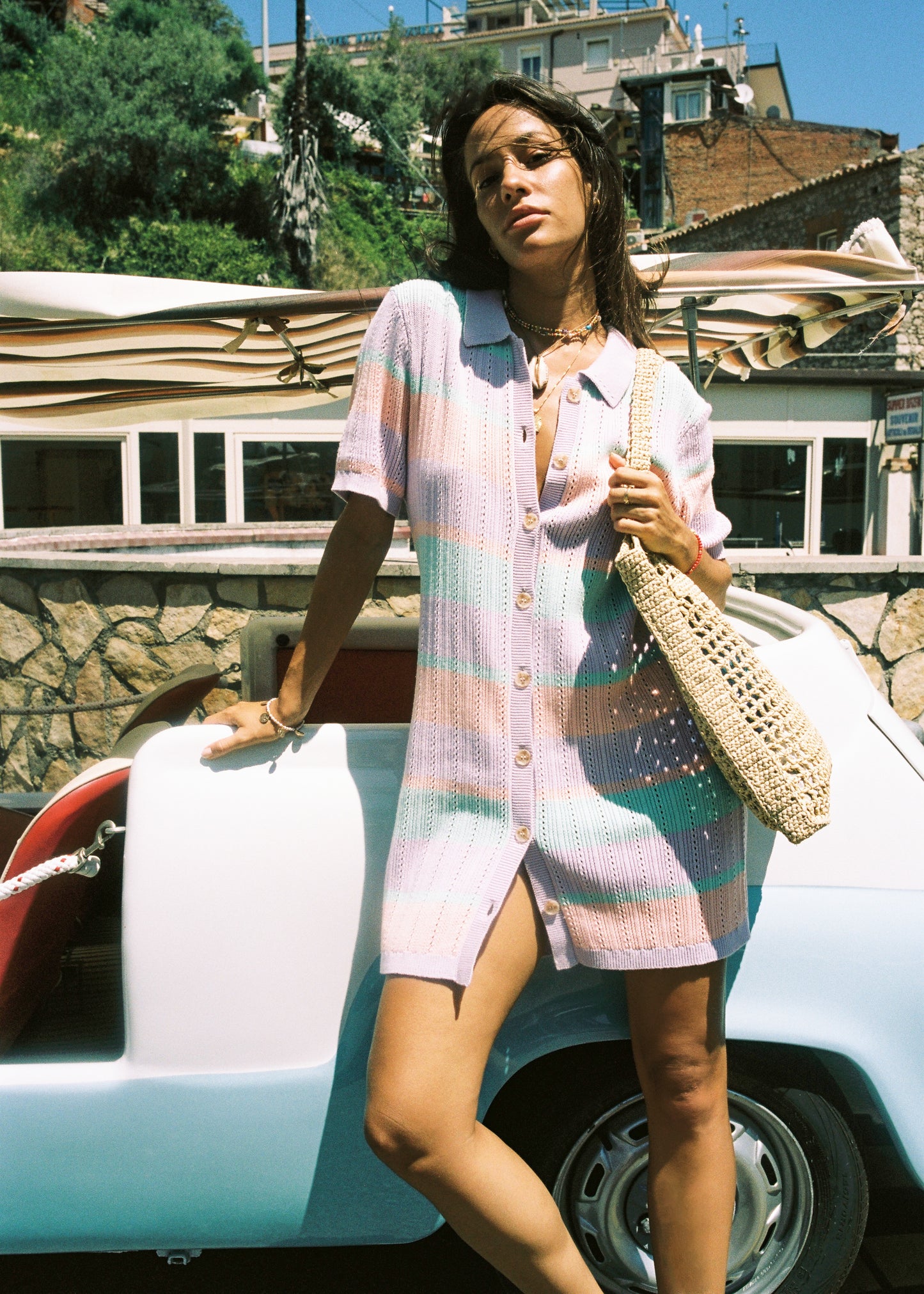 Sunlounger Knit Shirt Dress- Mauve