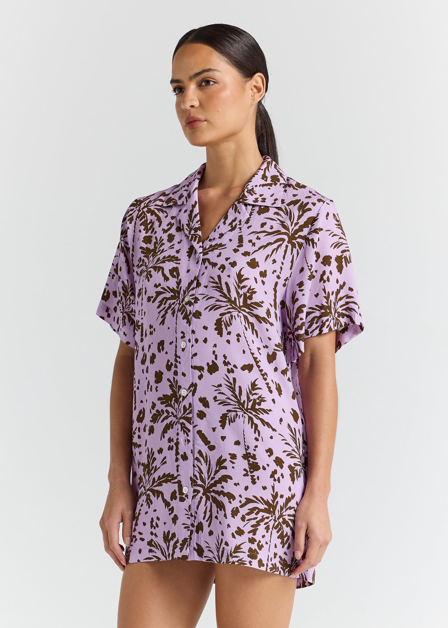 Zanzibar 100% Rayon Shirt Dress - Lilac