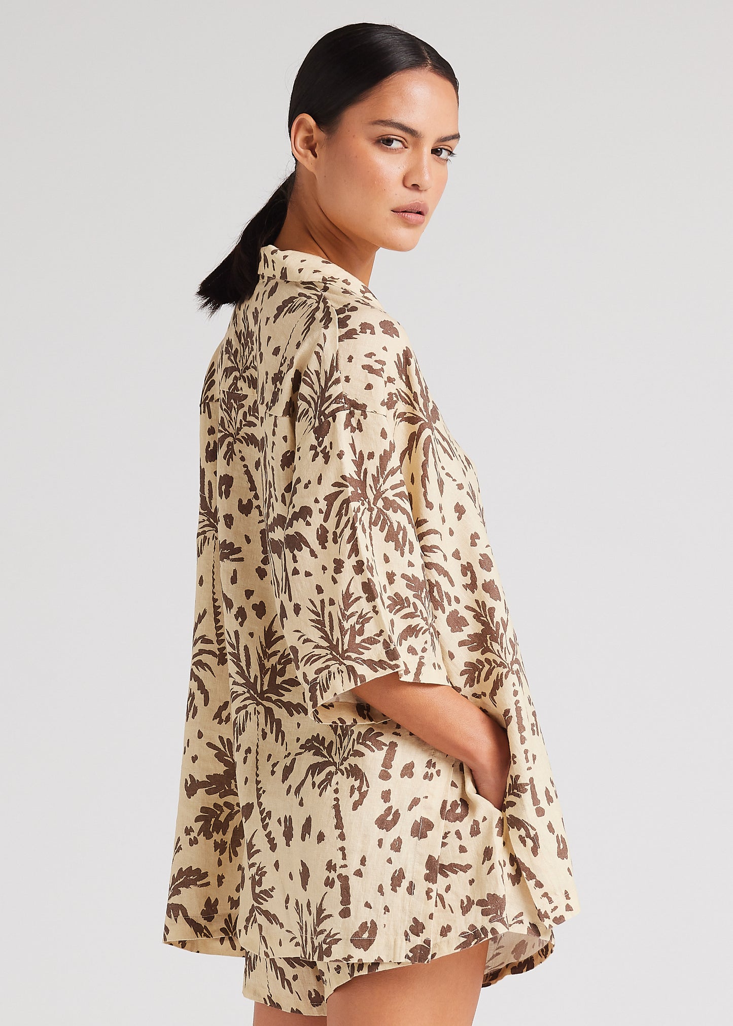 Zanzibar 100% Linen Over Shirt - Marzipan