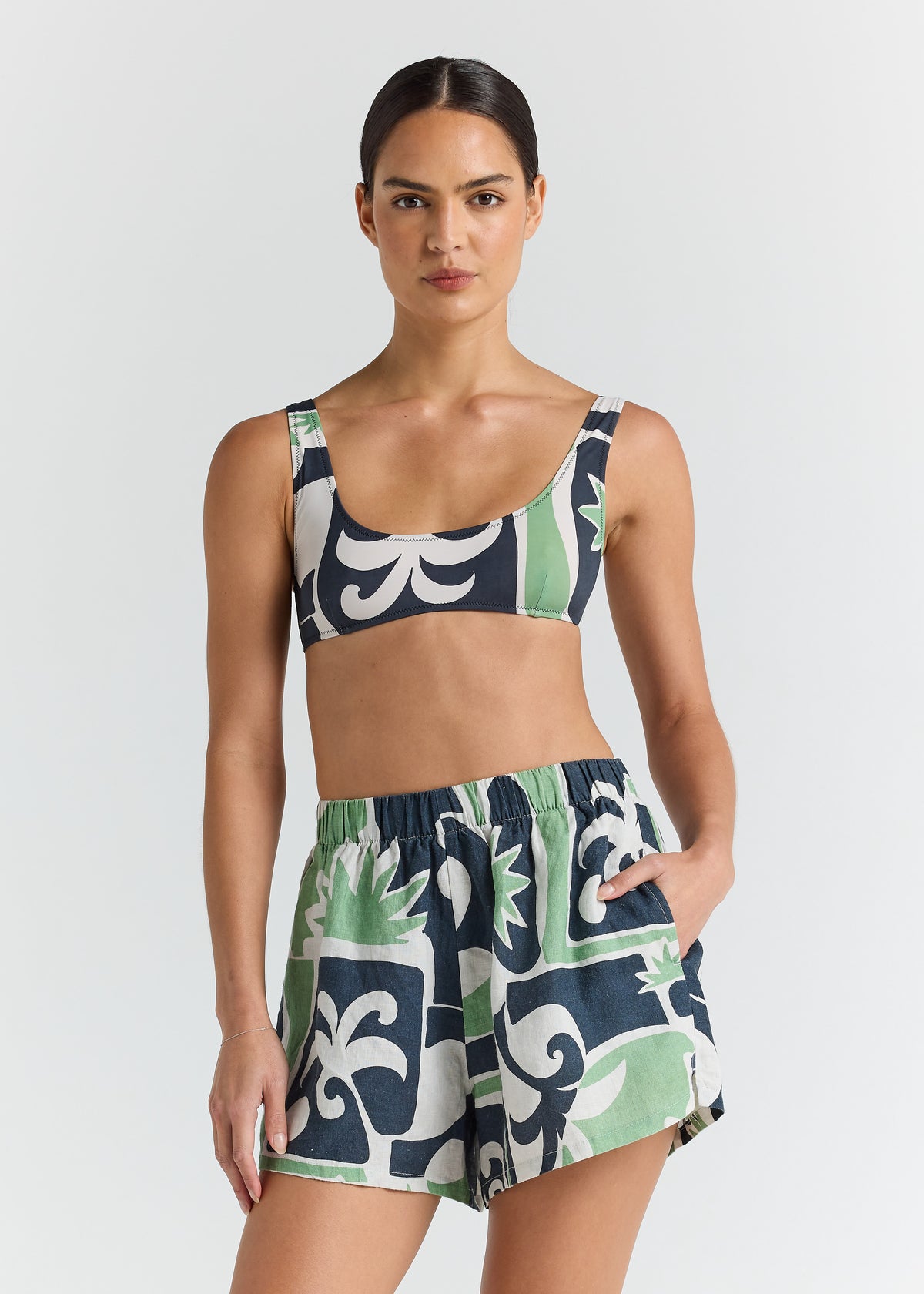 Beachcomber 100% Linen Slit Short - Palm