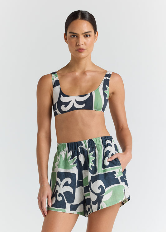 Beachcomber 100% Linen Slit Short - Palm