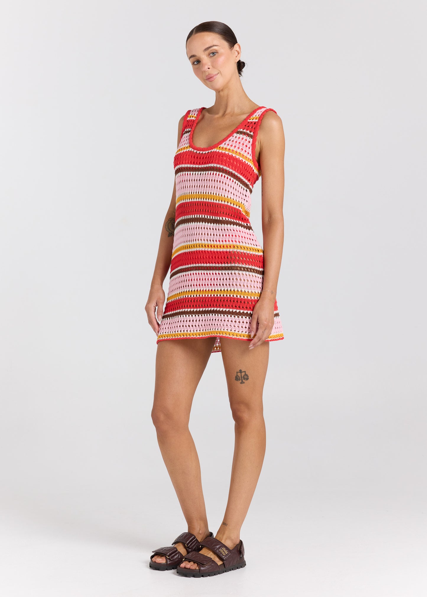Calypso U Crochet Knit Dress - Sunset