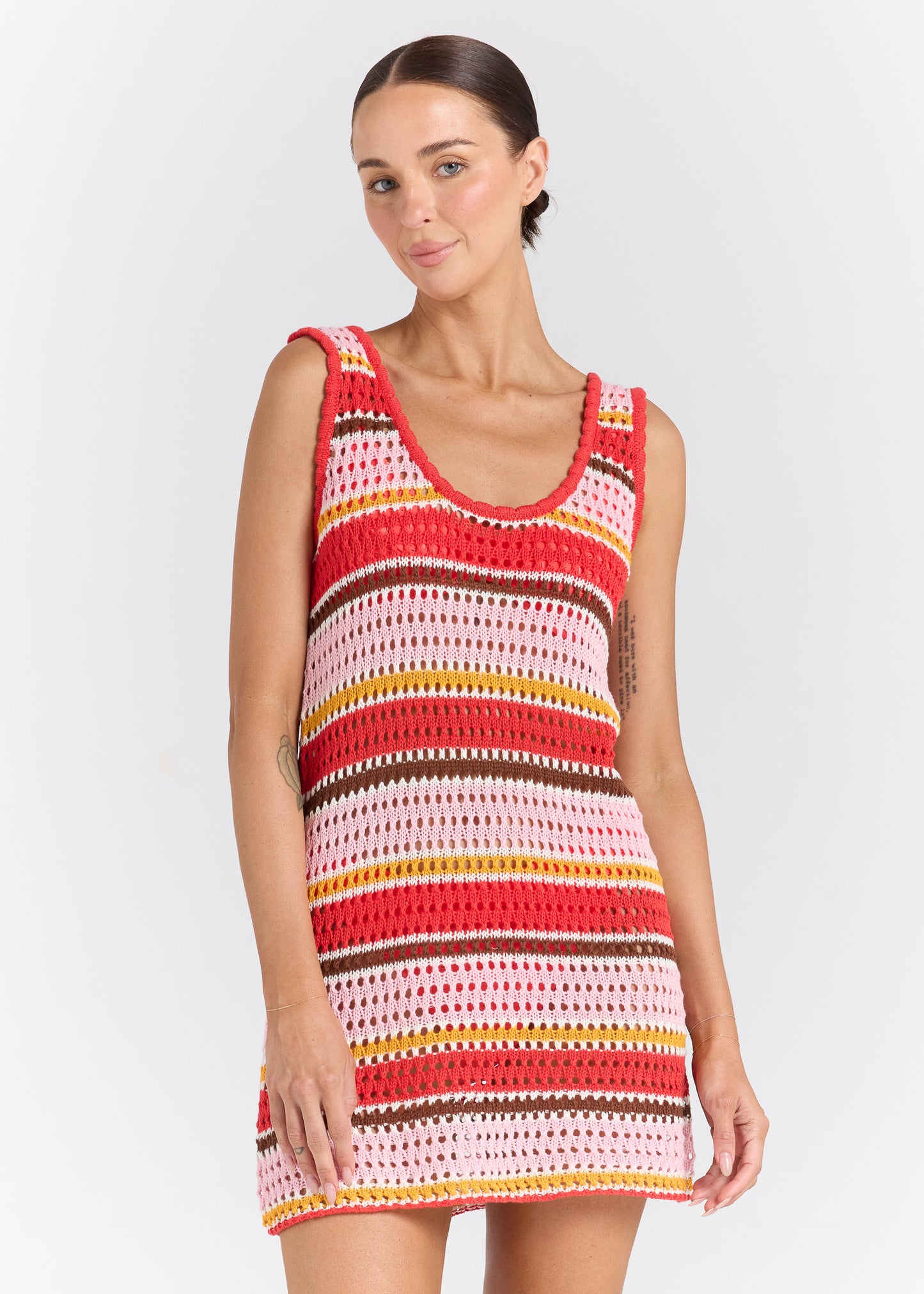 Calypso U Crochet Knit Dress - Sunset