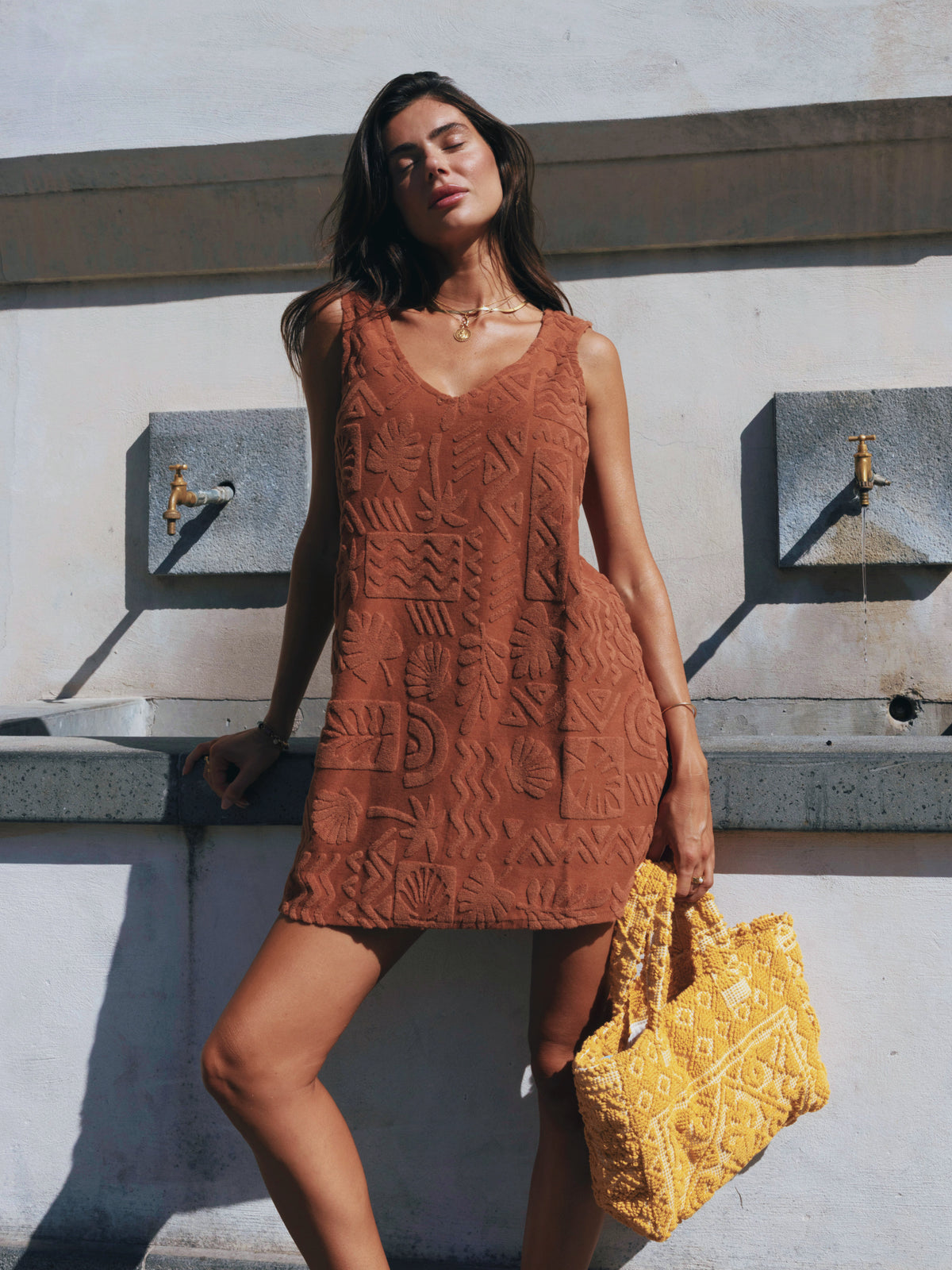 Mai Tai V Tunic Towelling Dress - Cinnamon