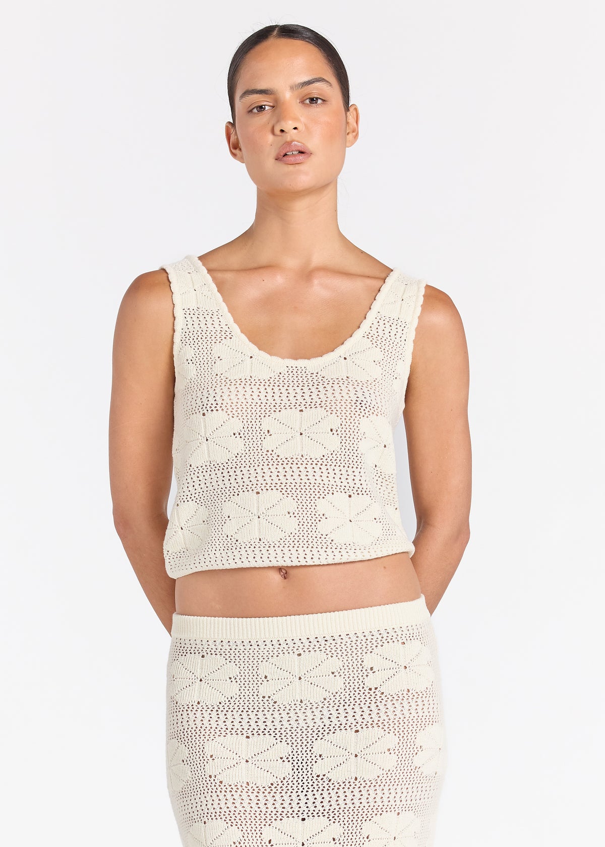 Fleur Knit Sunrise Top - Vanilla