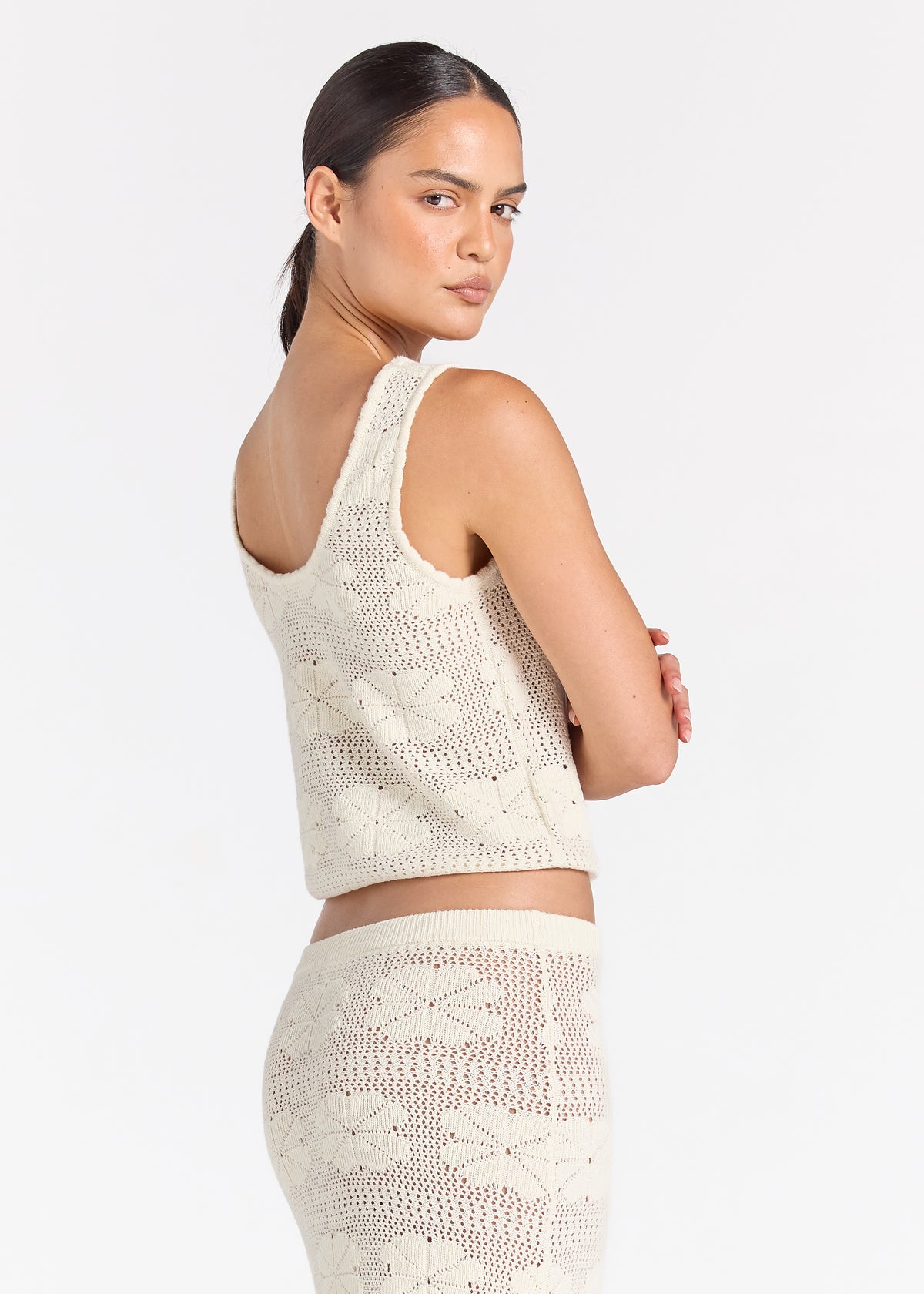 Fleur Knit Sunrise Top - Vanilla