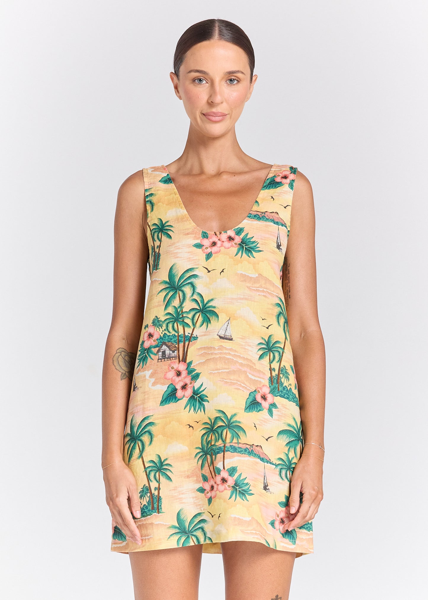 Islamorada 100% Linen Sundreamer Dress - Sunrise
