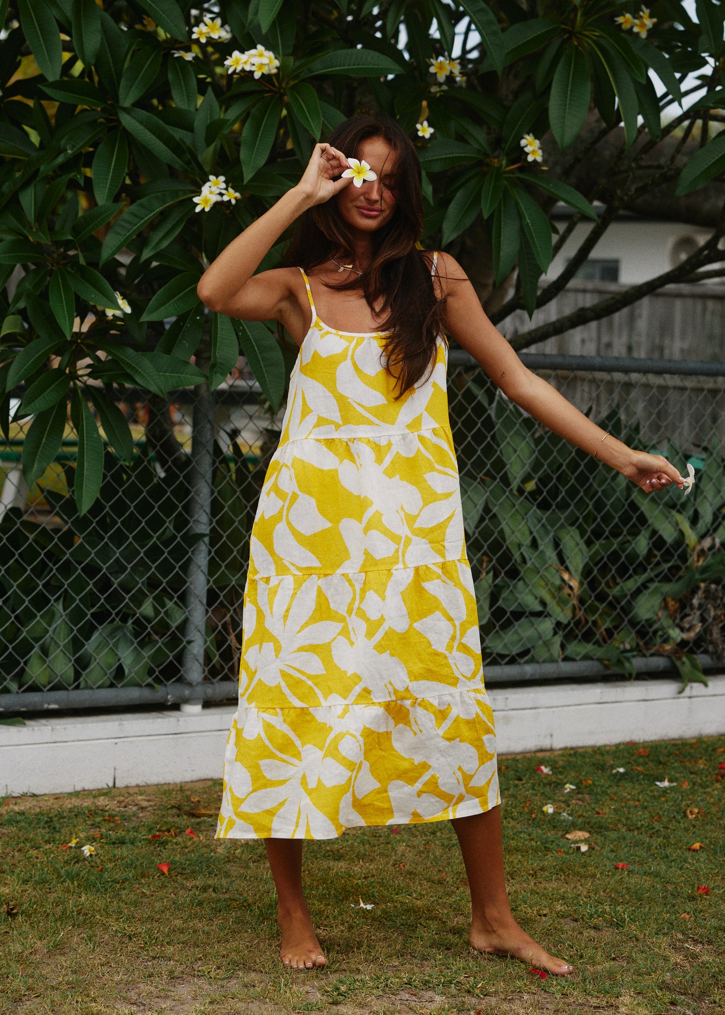Islander Slip Tiered Midi Dress - Mango