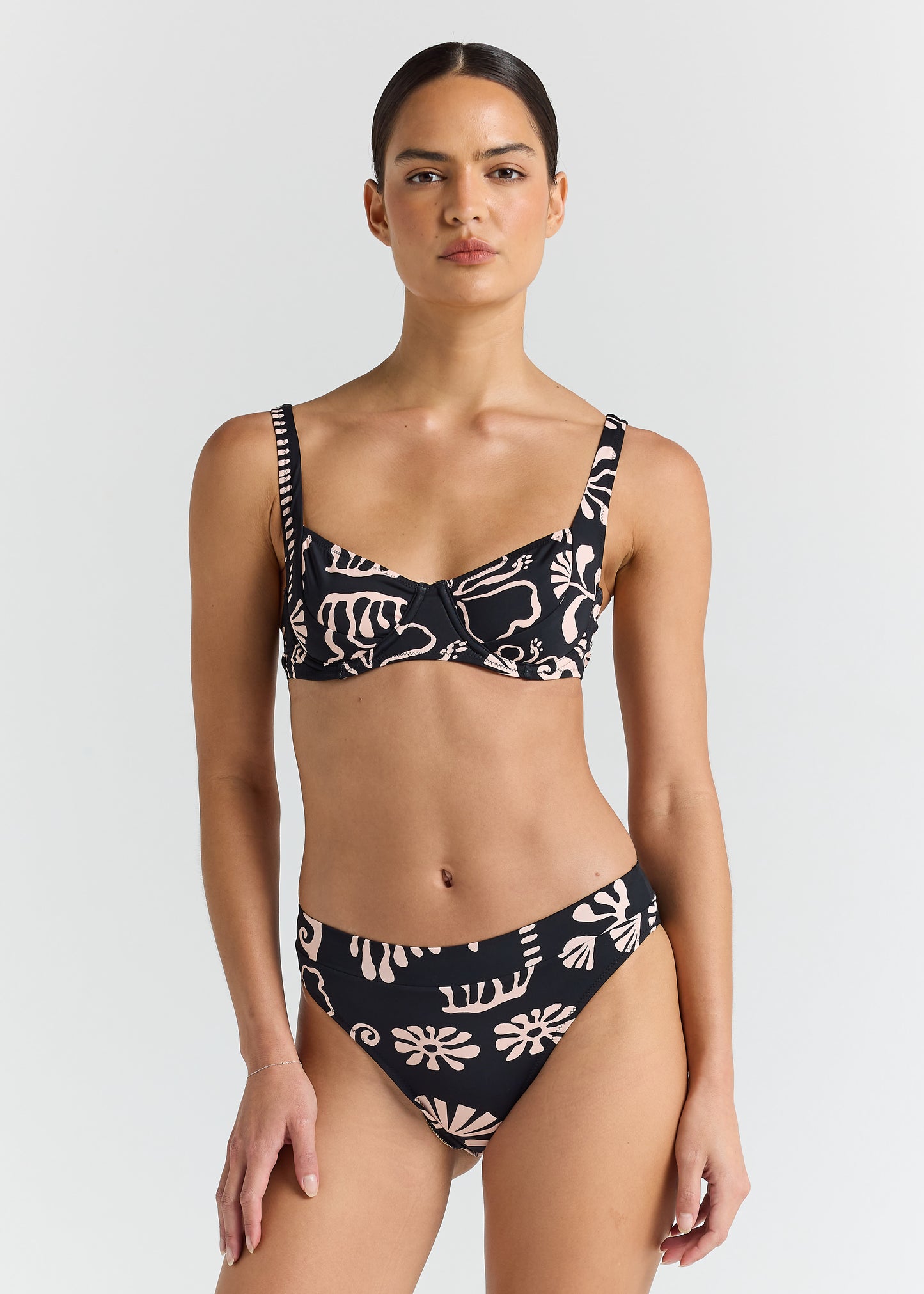 Jamaica High Cut Band Bikini Bottom - Black