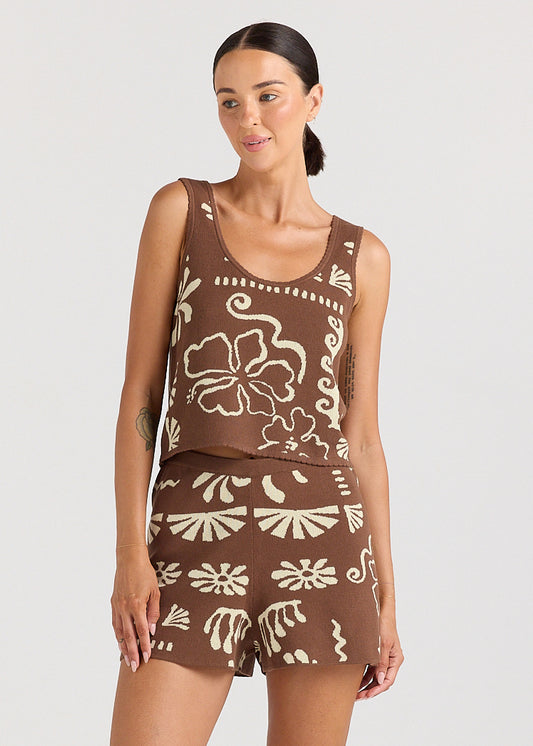 Jamaica Knit Singlet Top - Coco