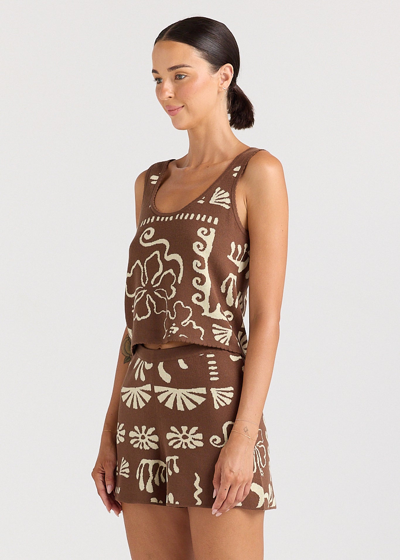 Jamaica Knit Singlet Top - Coco