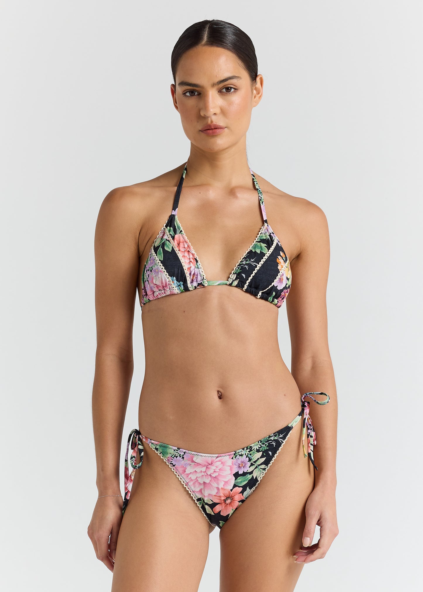 Jardin High String Tie Bikini Bottom - Black