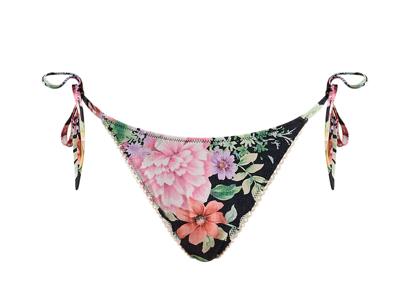 Jardin High String Tie Bikini Bottom - Black
