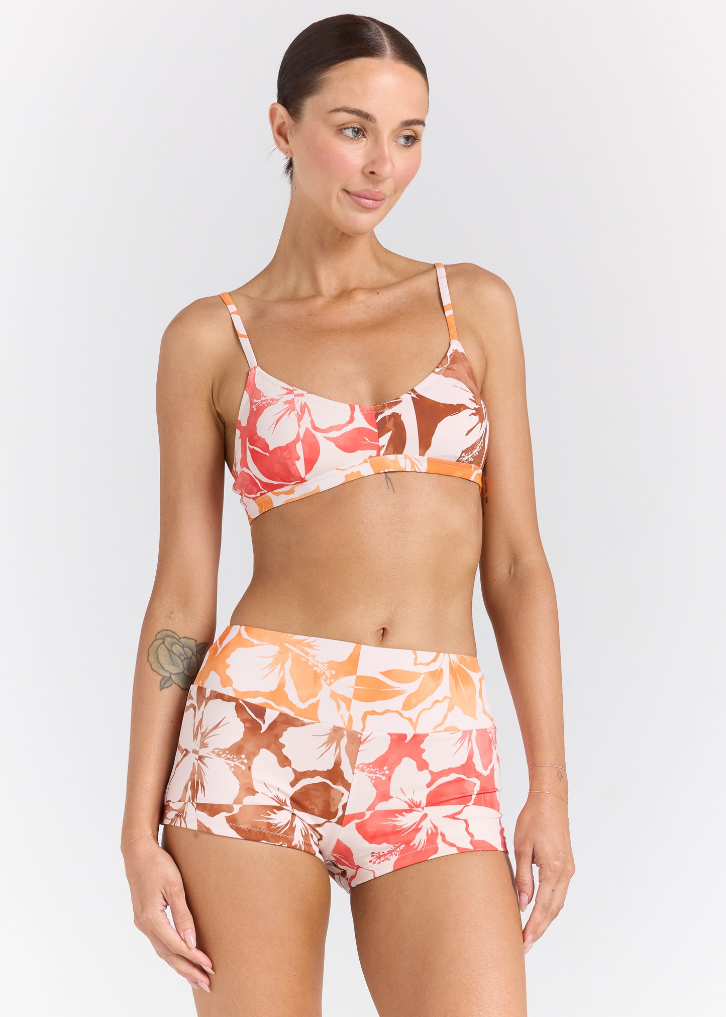 Java Scoop Bralette Bikini Top - Hibiscus