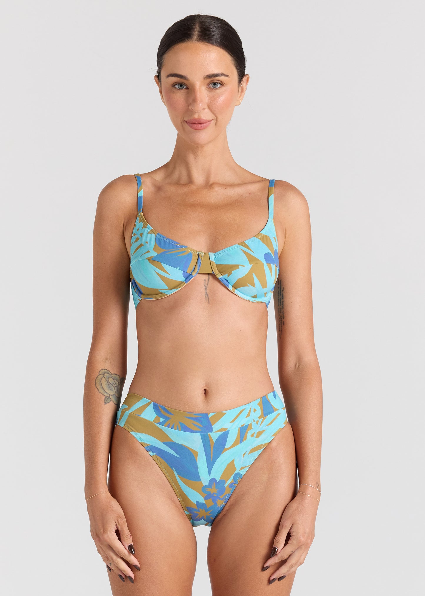 Kealani High Cut Band Bikini Bottom - Caribou