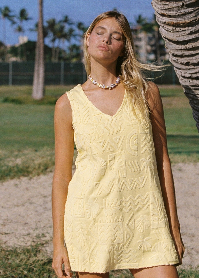 Mai Tai V Tunic Towelling Dress - Banana