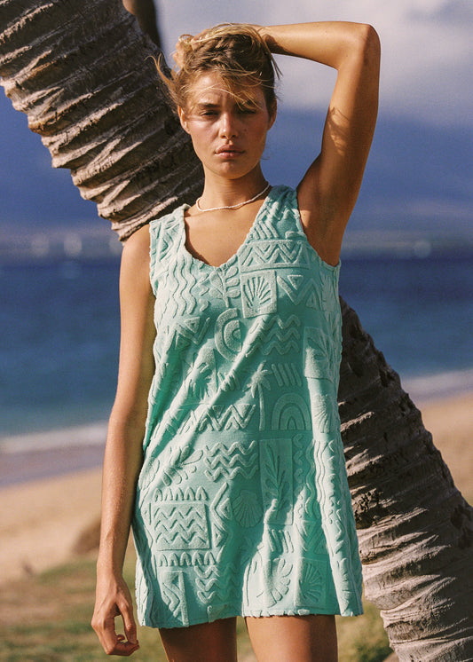 Mai Tai V Tunic Towelling Dress - Mint