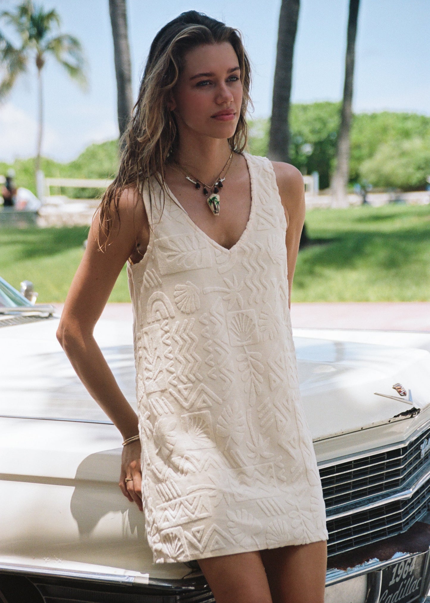 Mai Tai V Tunic Towelling Dress - Pearl