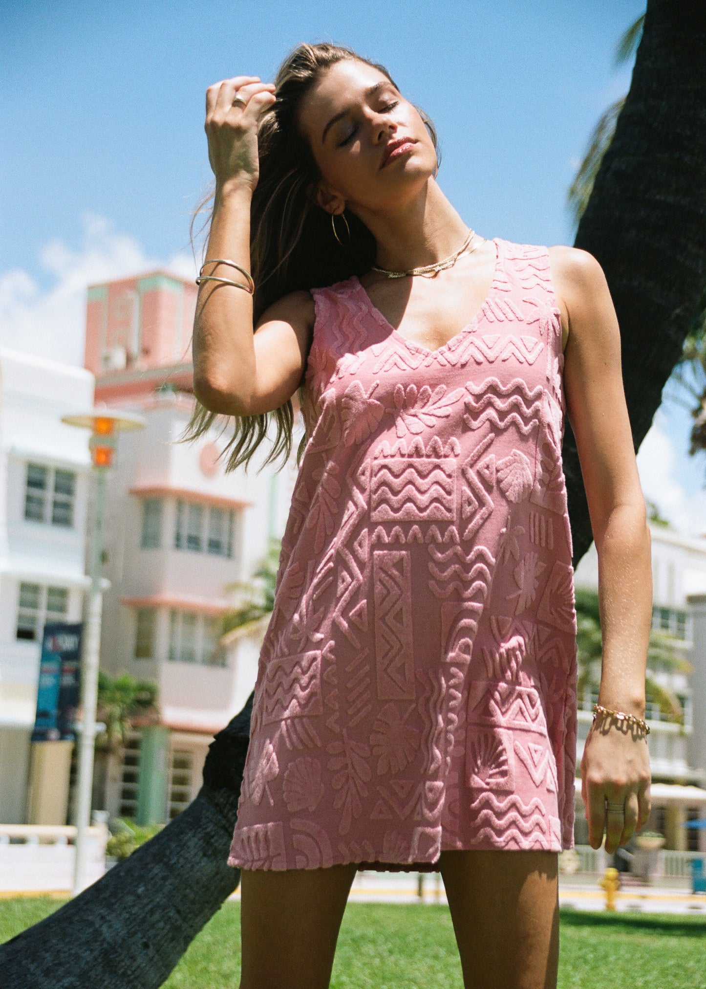 Mai Tai V Tunic Towelling Dress - Rose
