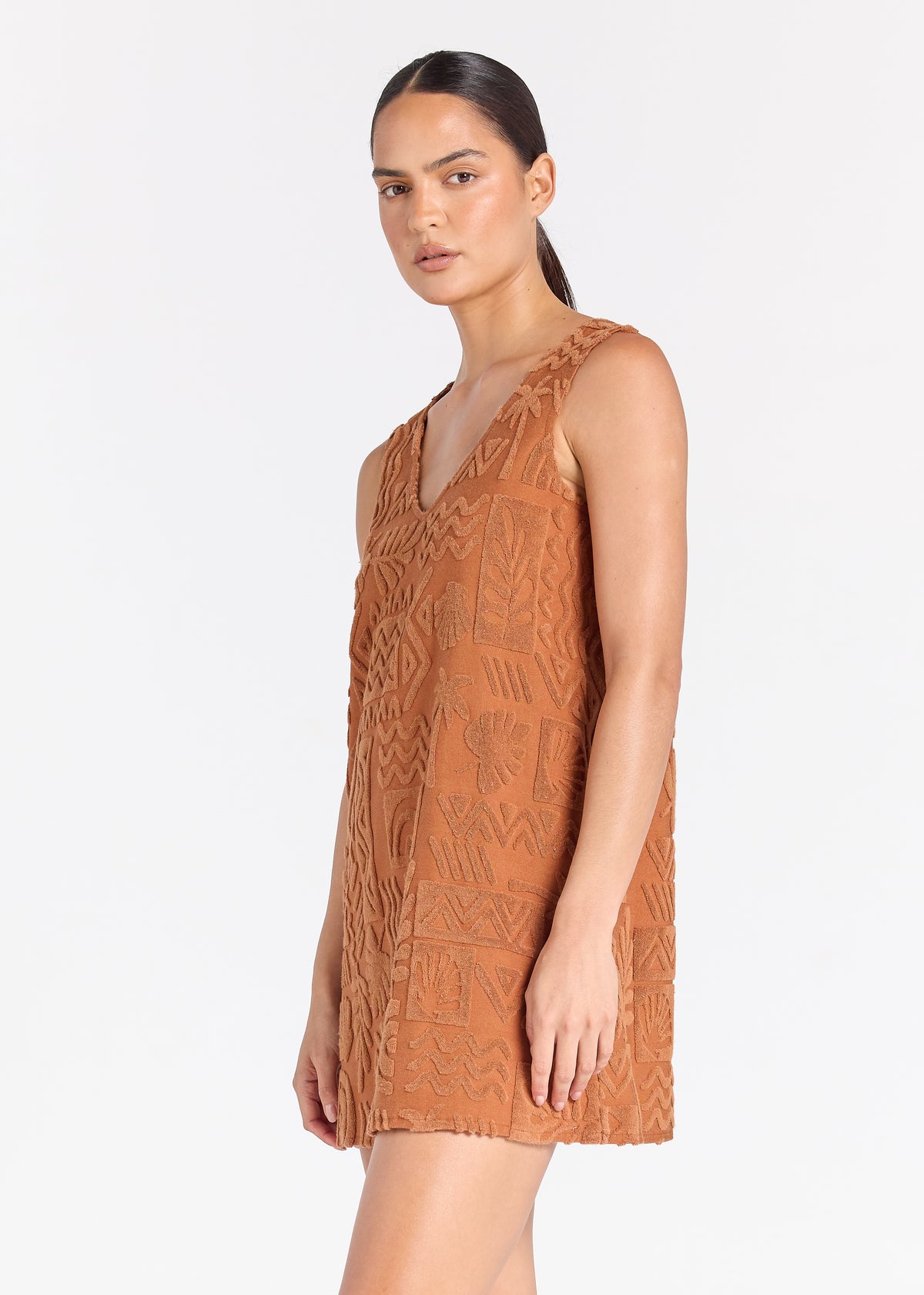 Mai Tai V Tunic Towelling Dress - Cinnamon