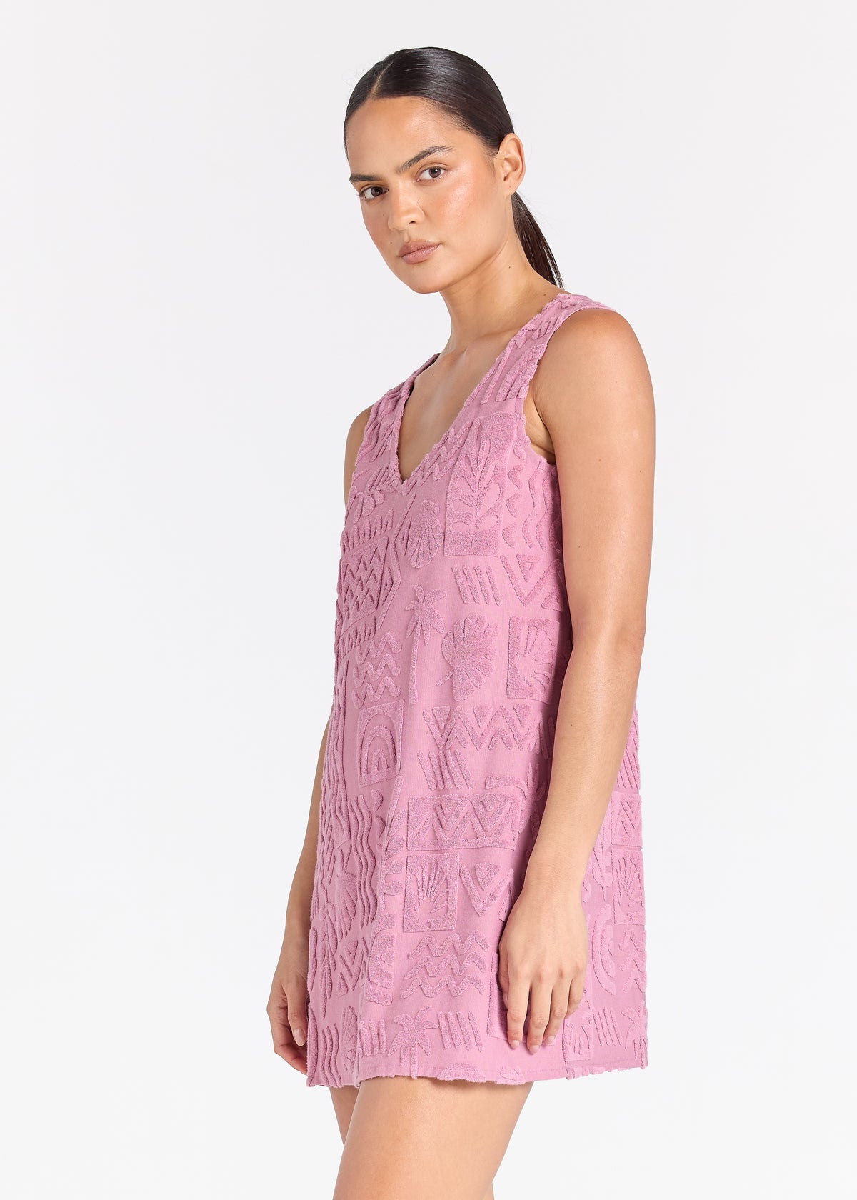Mai Tai V Tunic Towelling Dress - Mauve
