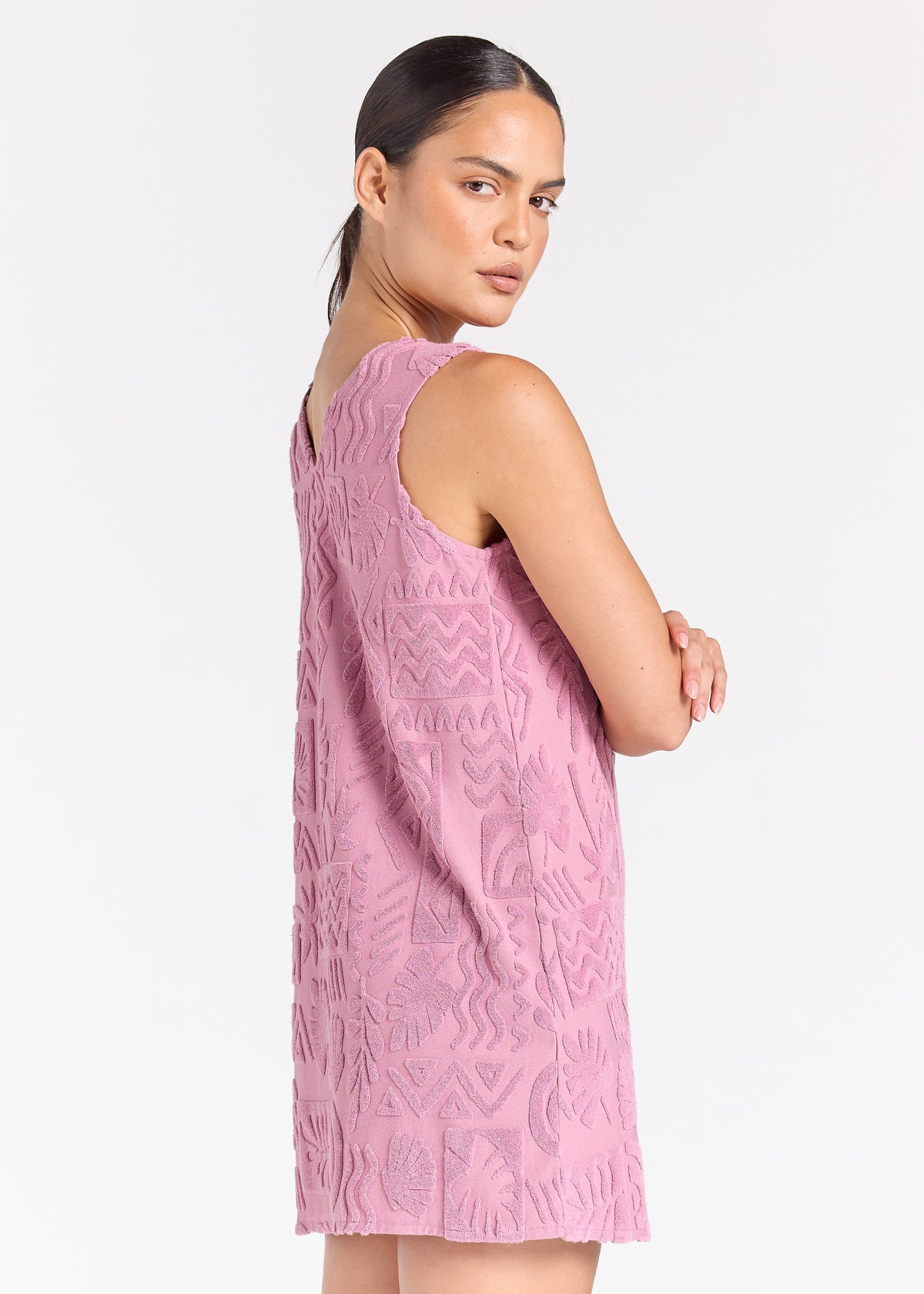 Mai Tai V Tunic Towelling Dress - Mauve