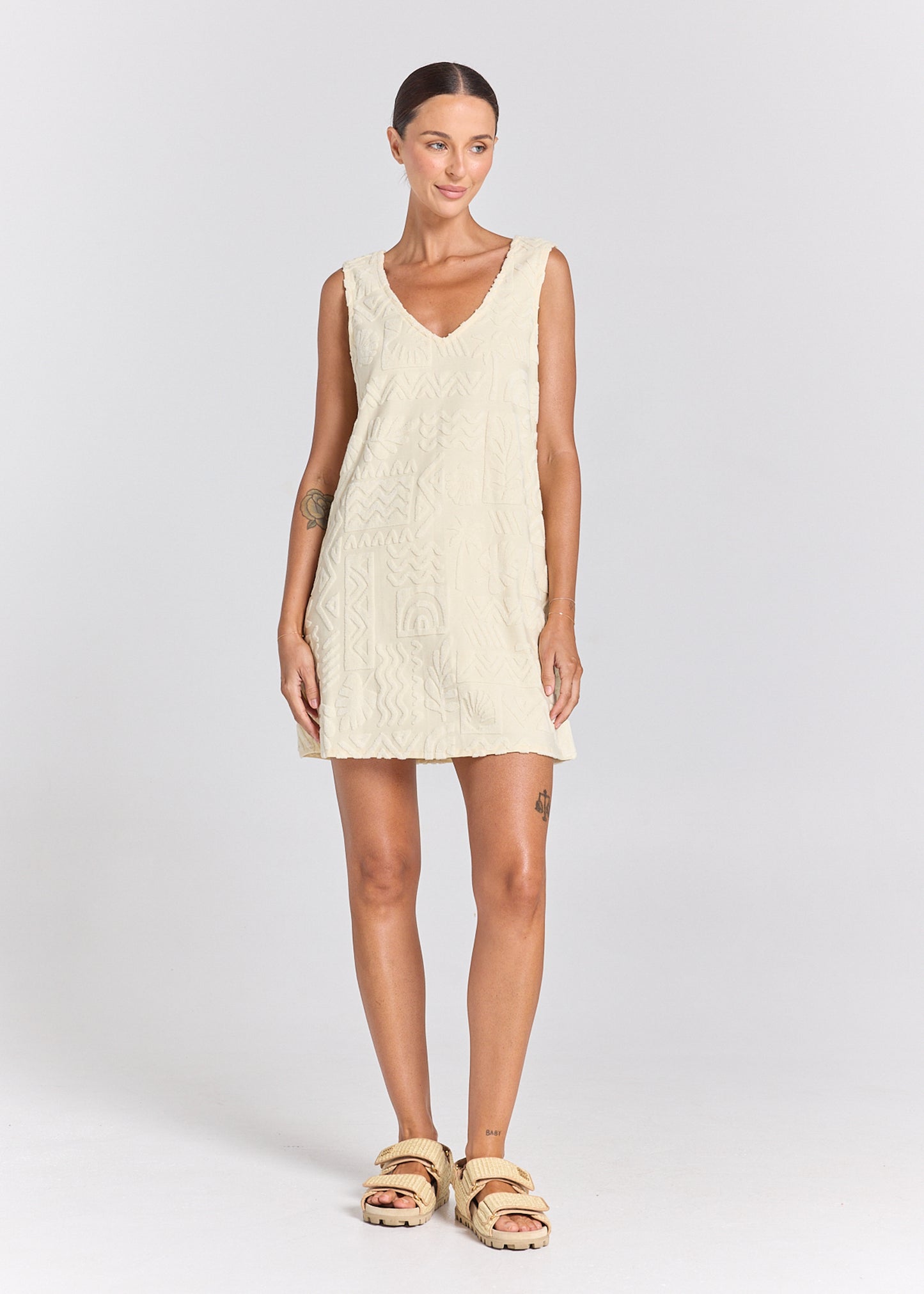 Mai Tai V Tunic Towelling Dress - Pearl