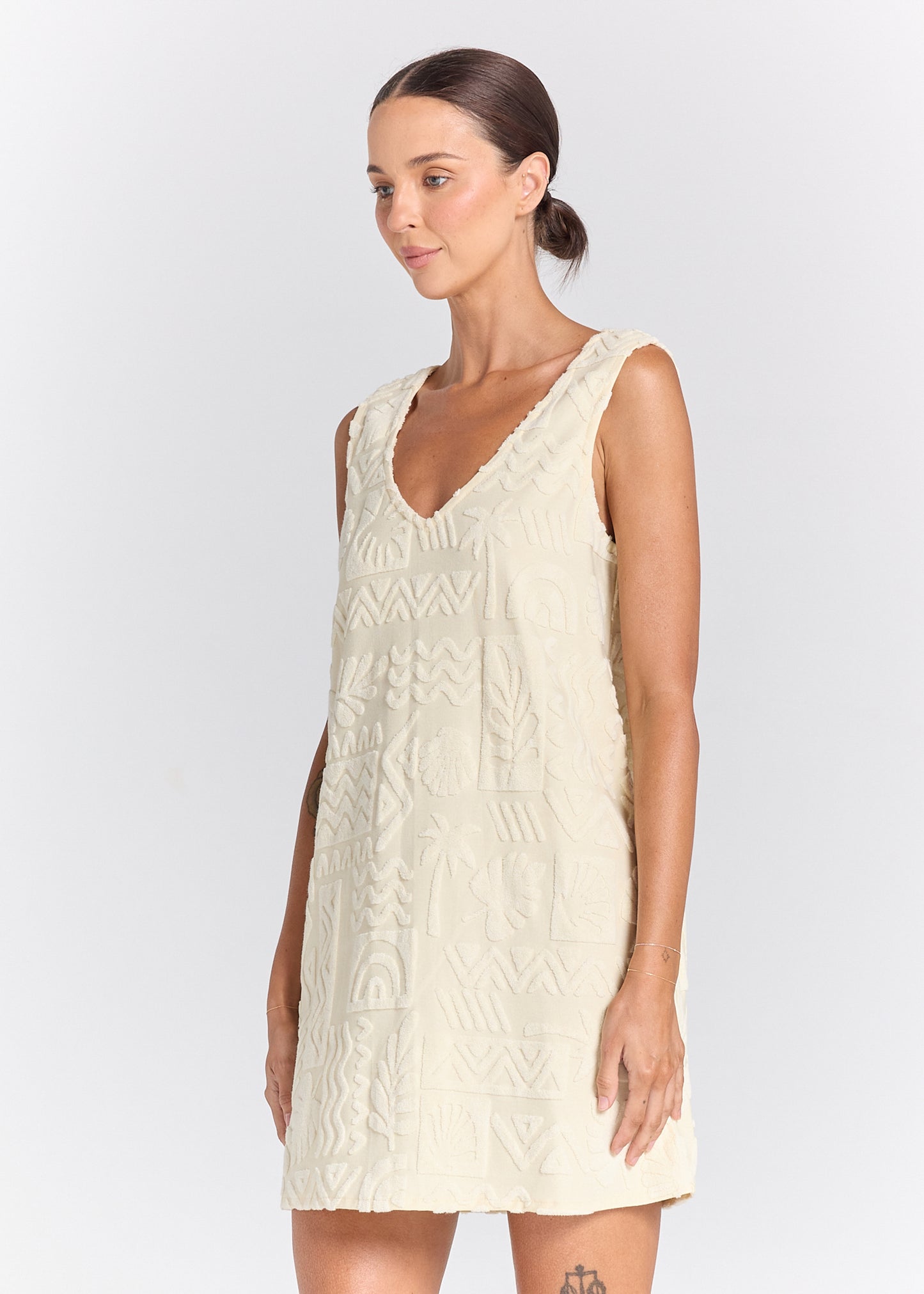 Mai Tai V Tunic Towelling Dress - Pearl
