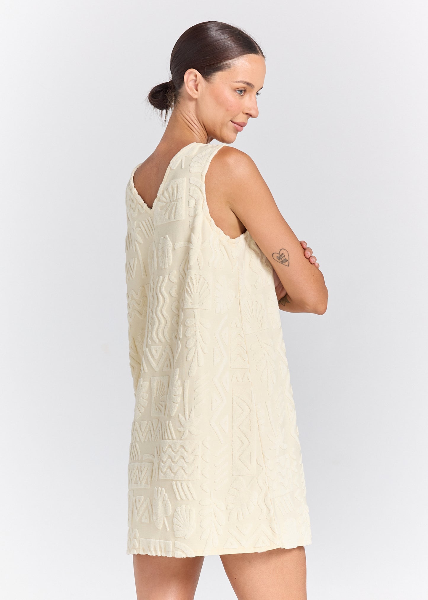 Mai Tai V Tunic Towelling Dress - Pearl